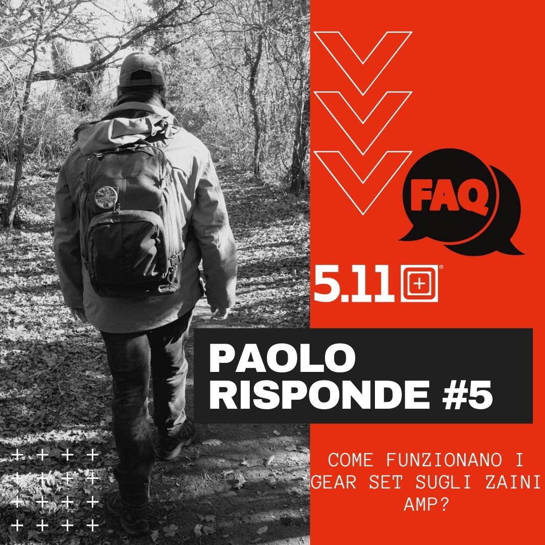 copertina del video youtube dove paolo di backpacco risponde a veronica sull'uso delle tasche gear set di 5.11 con gli zaini AMP in vendita su backpacco.it