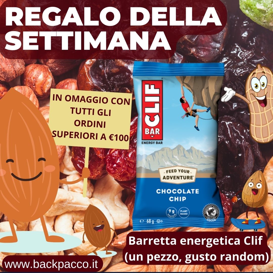 Barretta clif in regalo su backpacco.it con gli ordini superiori ai 100€ fino al 27 marzo 2022