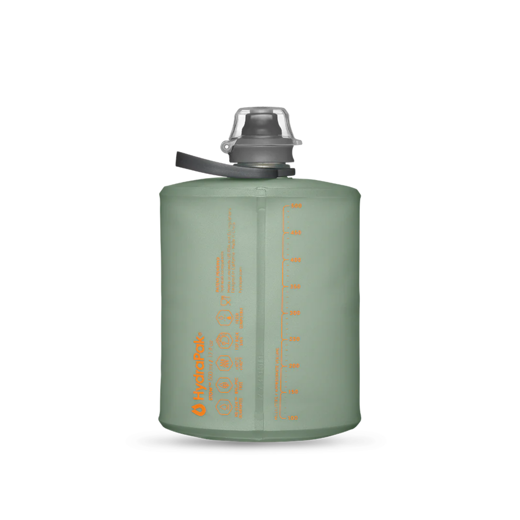 HYDRAPAK STOW, bottiglia pieghevole compatta con tappo e beccuccio, ideale per attività outdoor, disponibile su backpacco.it