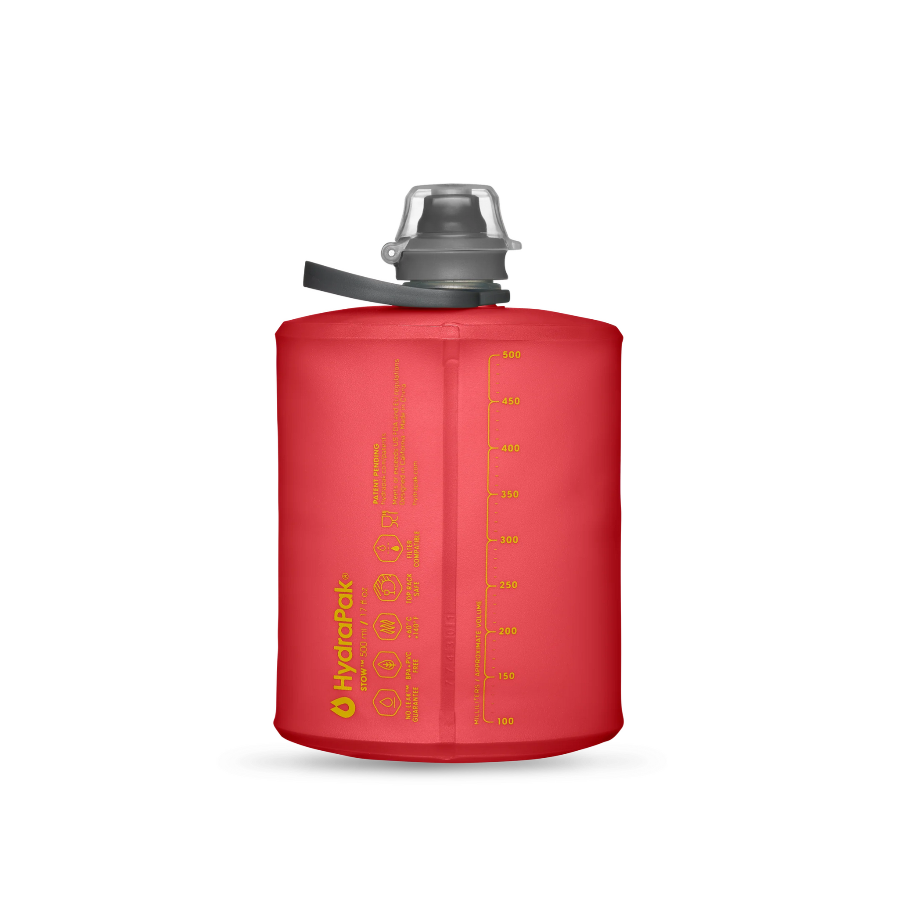 HYDRAPAK STOW, bottiglia pieghevole compatta con tappo e beccuccio, ideale per attività outdoor, disponibile su backpacco.it
