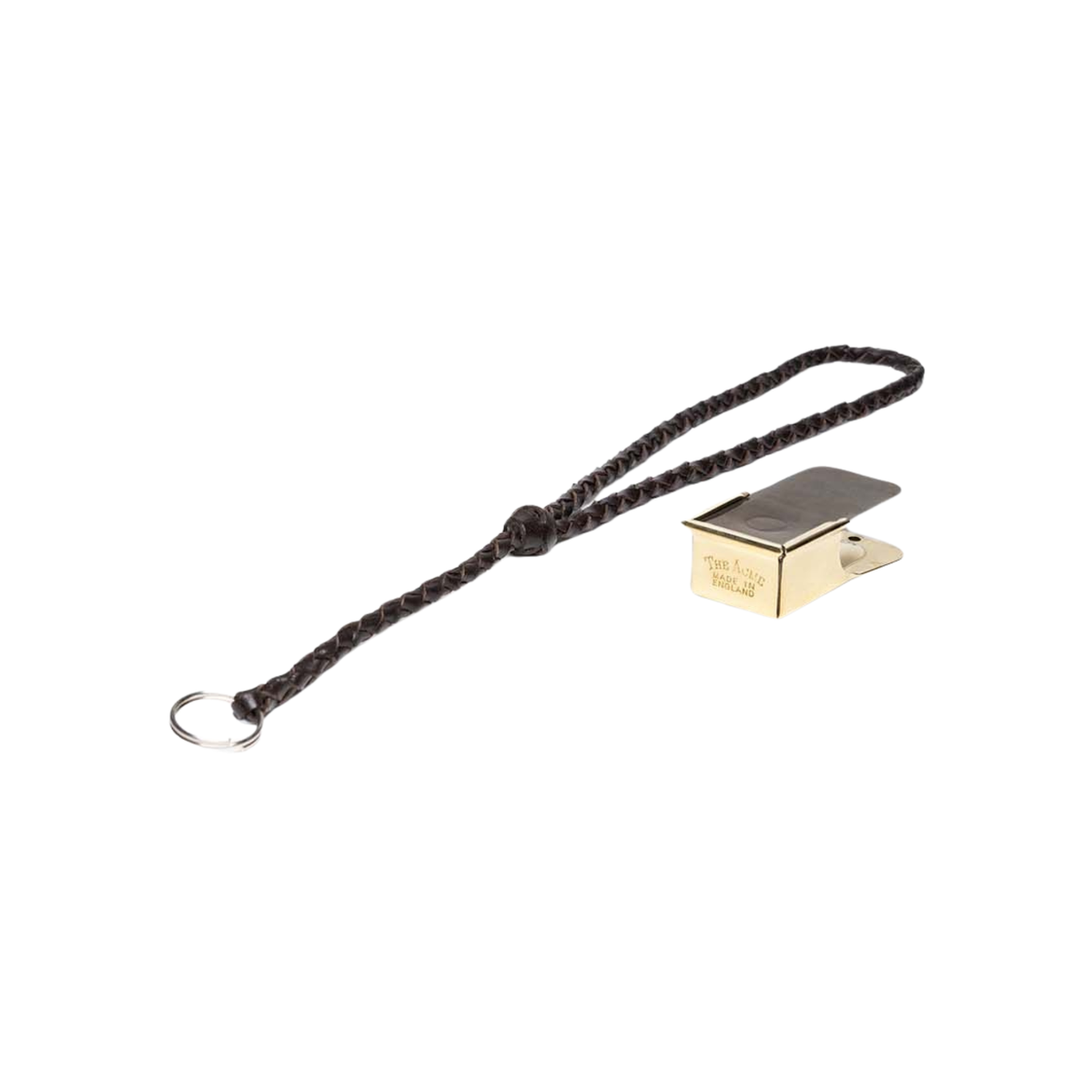 ACME Clicker No. 470 in Ottone lucido e molla in acciaio, con forte suono conciso per l'addestramento di cani. Include il Cinturino da polso in pelle 107.5; riproduzione dell'originale utilizzato il D-Day (4,9 x 2,4 x 1,5 cm).