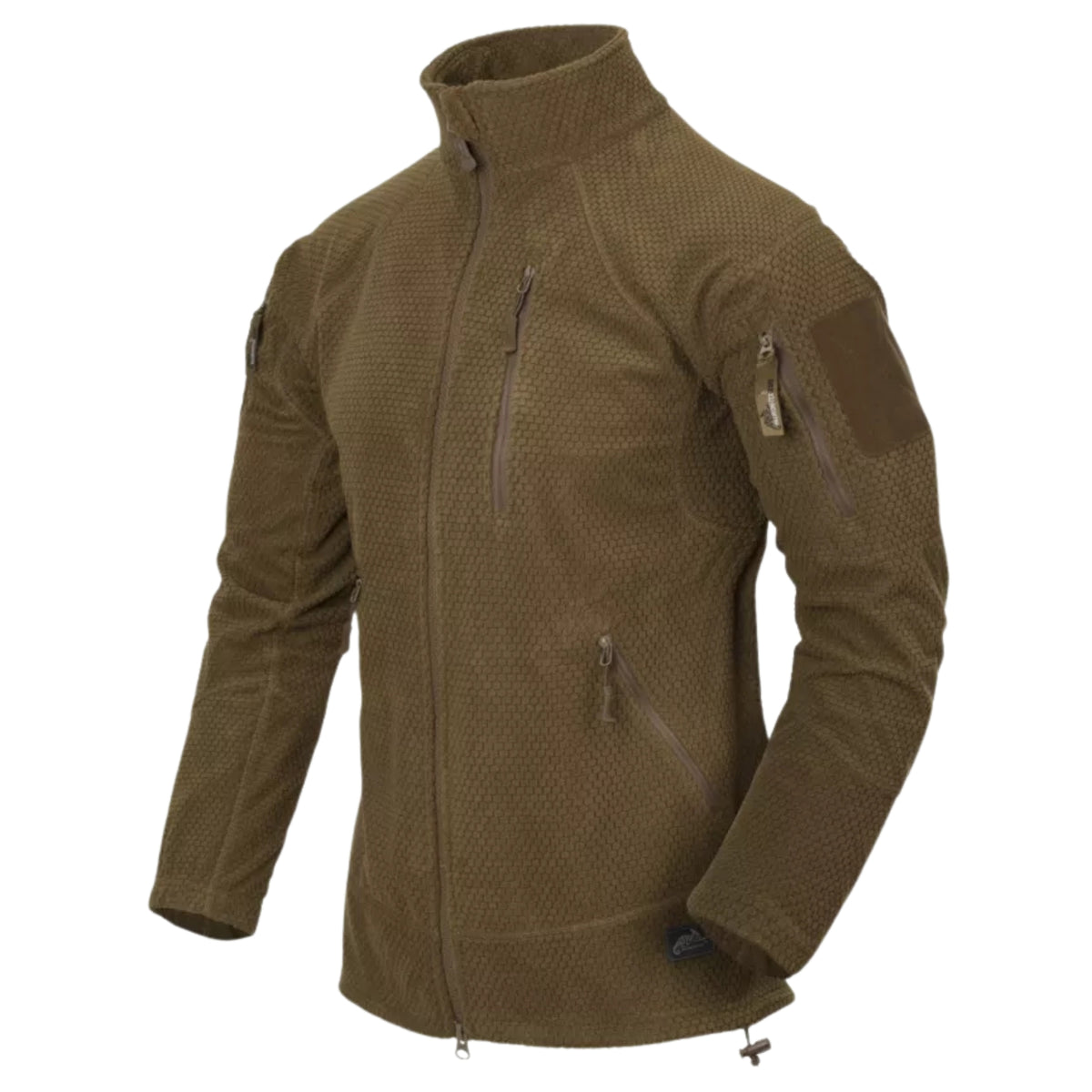 Helikon-Tex Alpha Tactical Jacket giacca tattica in pile leggero Grid Fleece con collo alto, zip intera YKK, tasche pettorali e pannelli a strappo sulle maniche per outdoor e softair