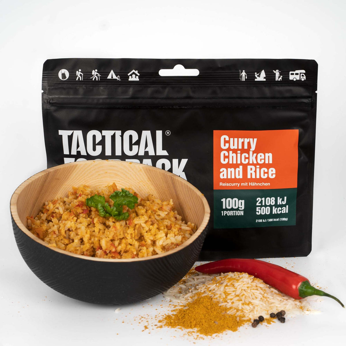 Tactical Foodpack | Curry Chicken and Rice 100g - Rice with curry chicken