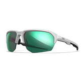 Occhiali da sole polarizzati Wiley X WX JAKL CHJKL07 con lenti CAPTIVATE Green Mirror, montatura Polished White in nylon Triloid™, protezione UV 100%, design avvolgente per attività outdoor e sportive SU BACKPACCO.IT