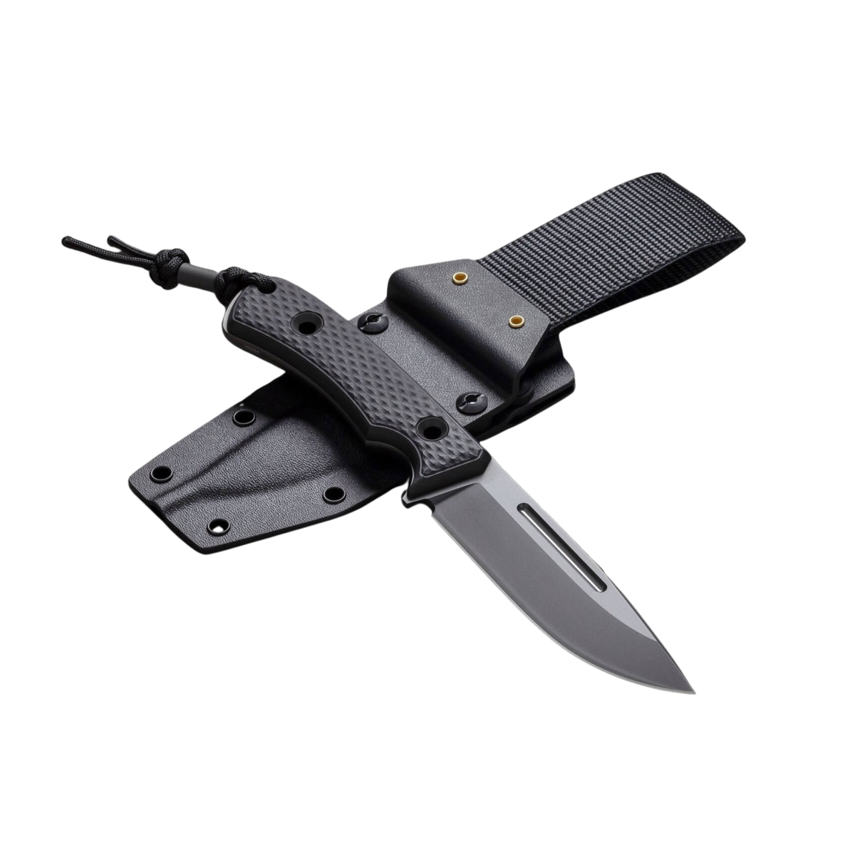 TRC South Pole DLC Black Coltello a lama fissa in acciaio Vanadis 4 extra con rivestimento DLC resistente all'usura e manico in G10. Include fodero Kydex con passante in nylon. Progettato per uso esterno e sopravvivenza in condizioni estreme.