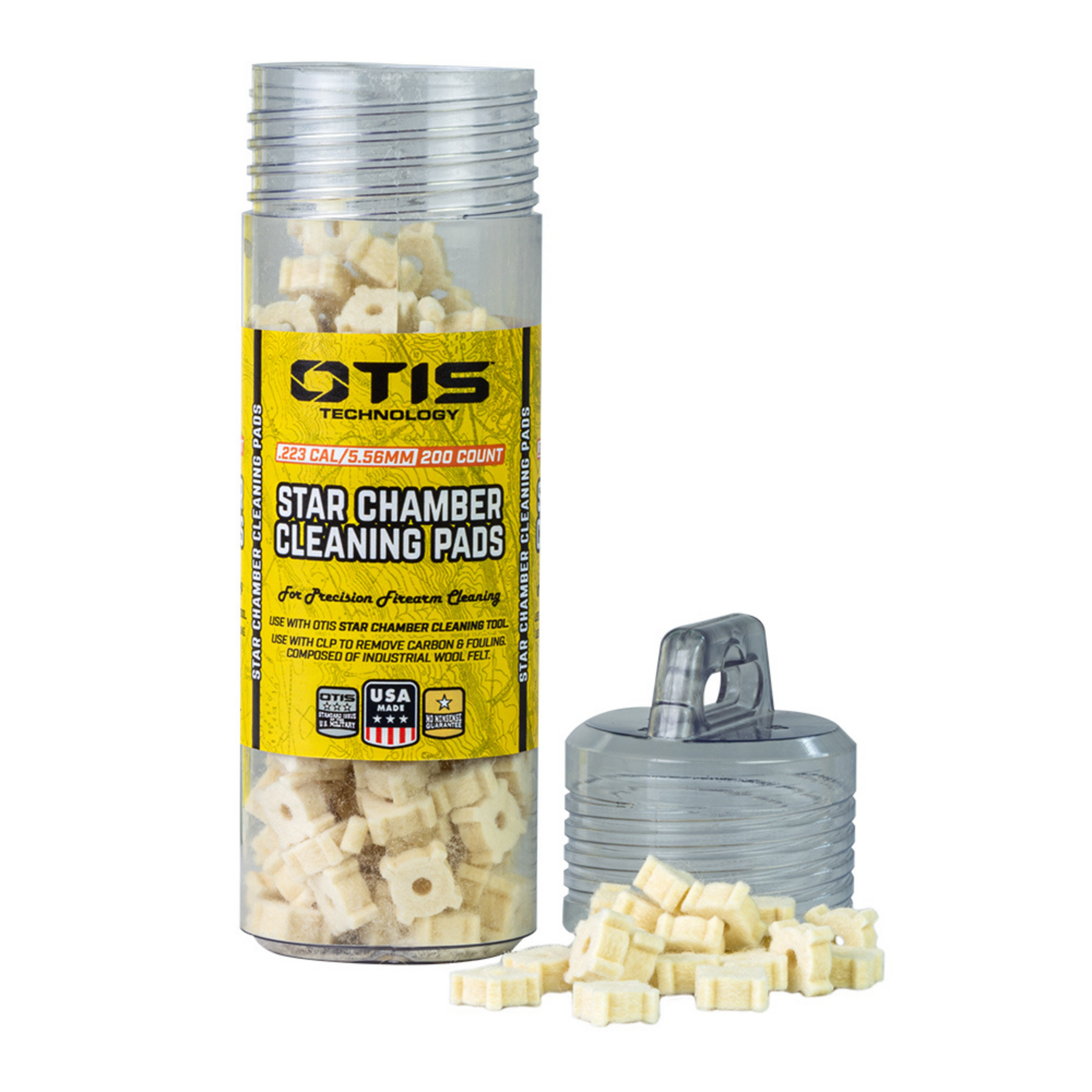OTIS TECH | STAR CHAMBER CLEANING PADS 5.56 MM / .223 - Feltrini per camera di cartuccia .223, pack da 200