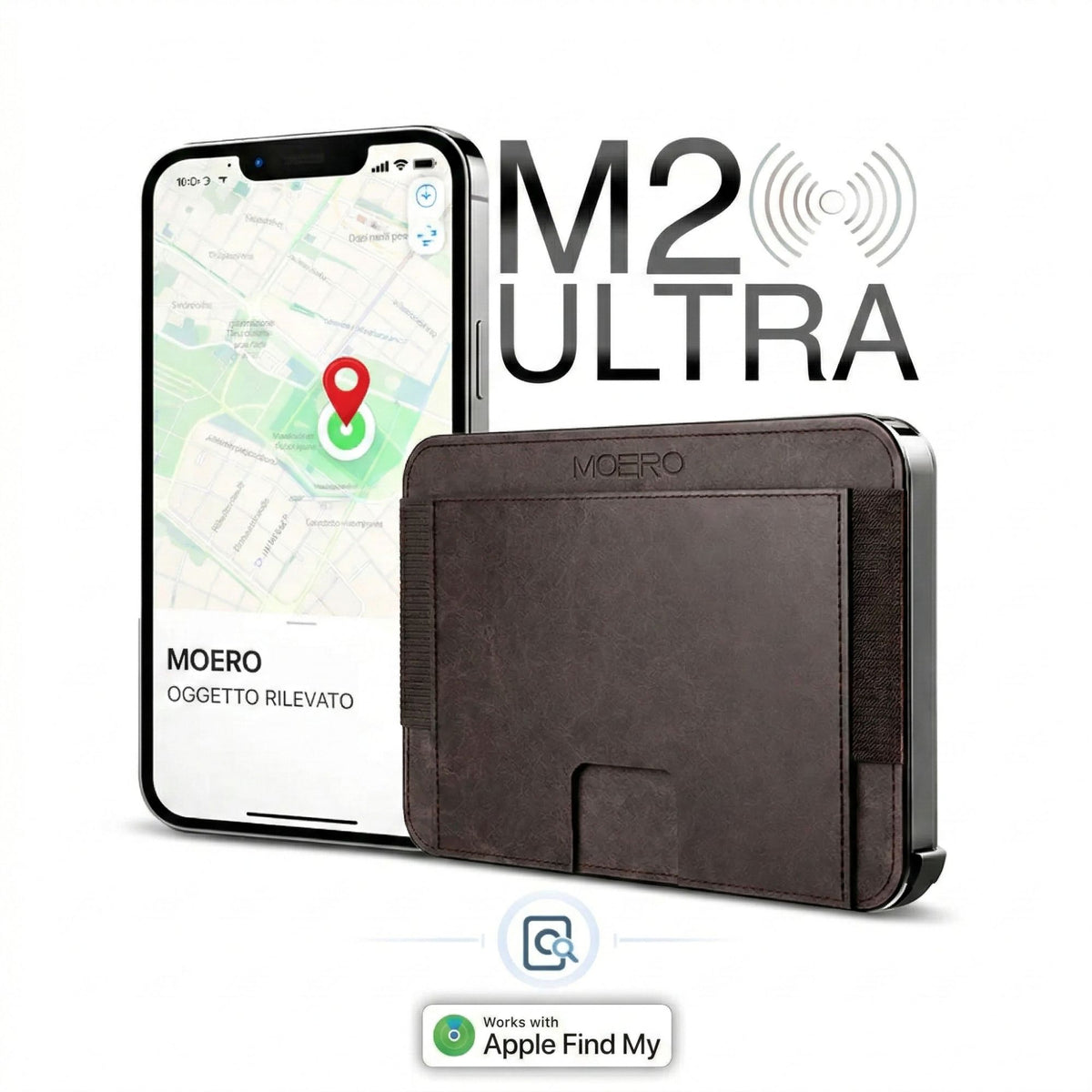 MOERO | M2 ULTRA VINTAGE BROWN - Portafoglio MagSafe con localizzatore - BackPacco - BP-MOERO-M2ULTRA-VINTAGE-BRN
