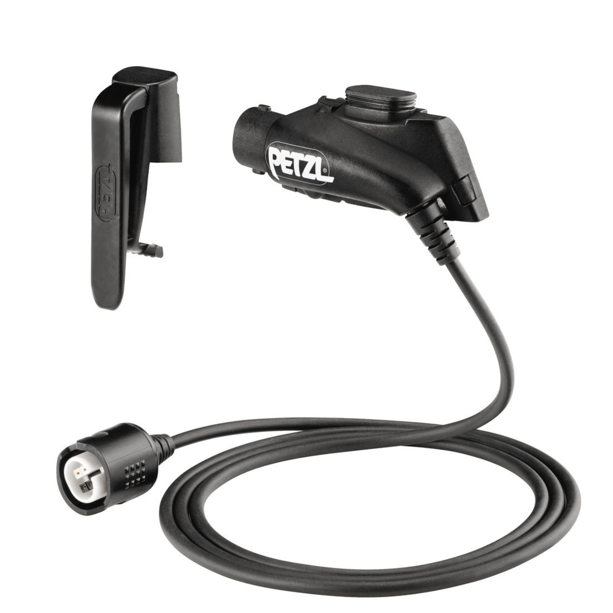 Petzl NAO Belt Kit Cavo di prolunga e clip di fissaggio per batteria lampada frontale NAO progettato per spostare l'alimentazione dalla testa alla cintura o nello zaino riducendo il peso sul capo e preservando l'autonomia delle celle in condizioni di freddo estremo