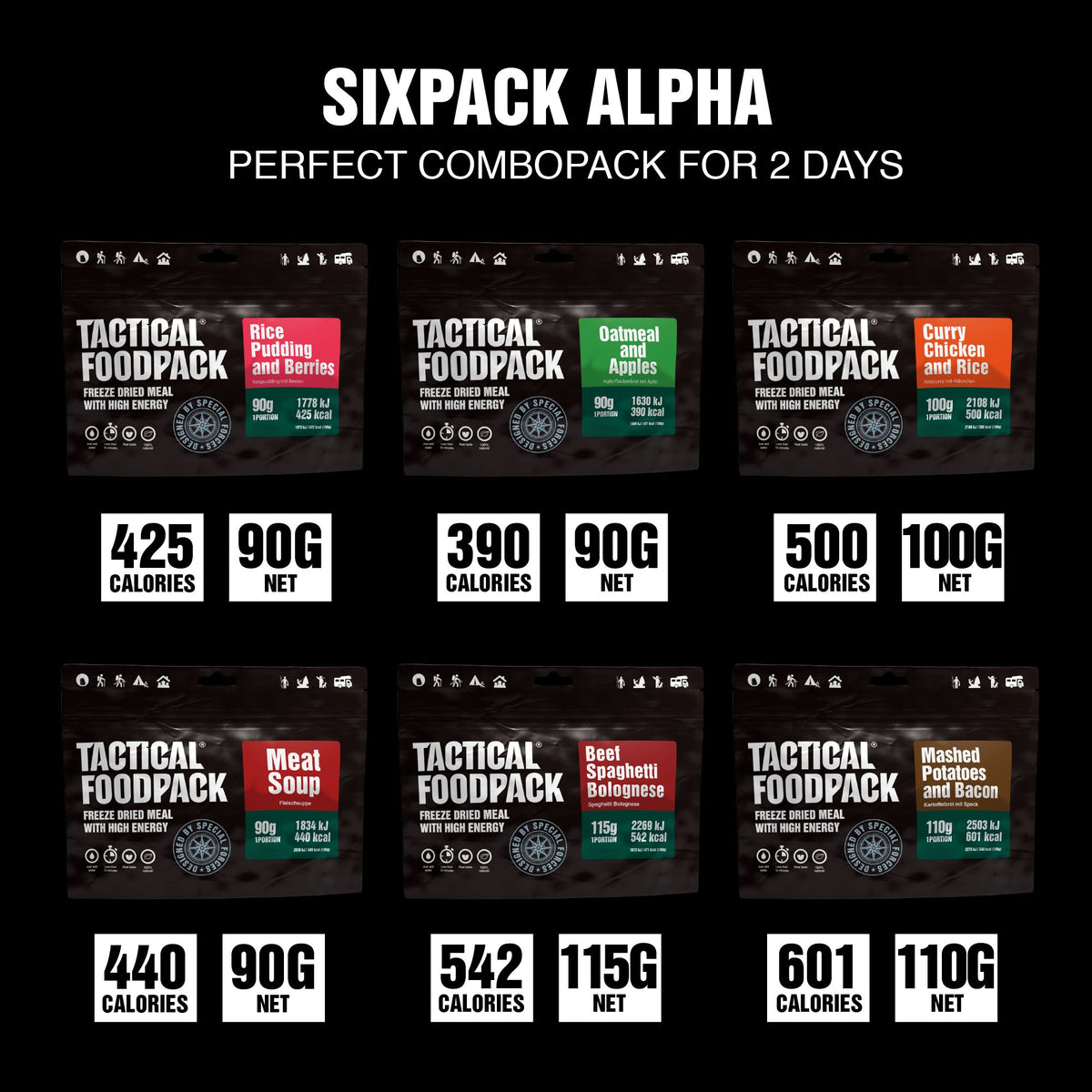 Tactical Foodpack | Tactical Sixpack Alpha 595g - Per escursioni di 2 giorni