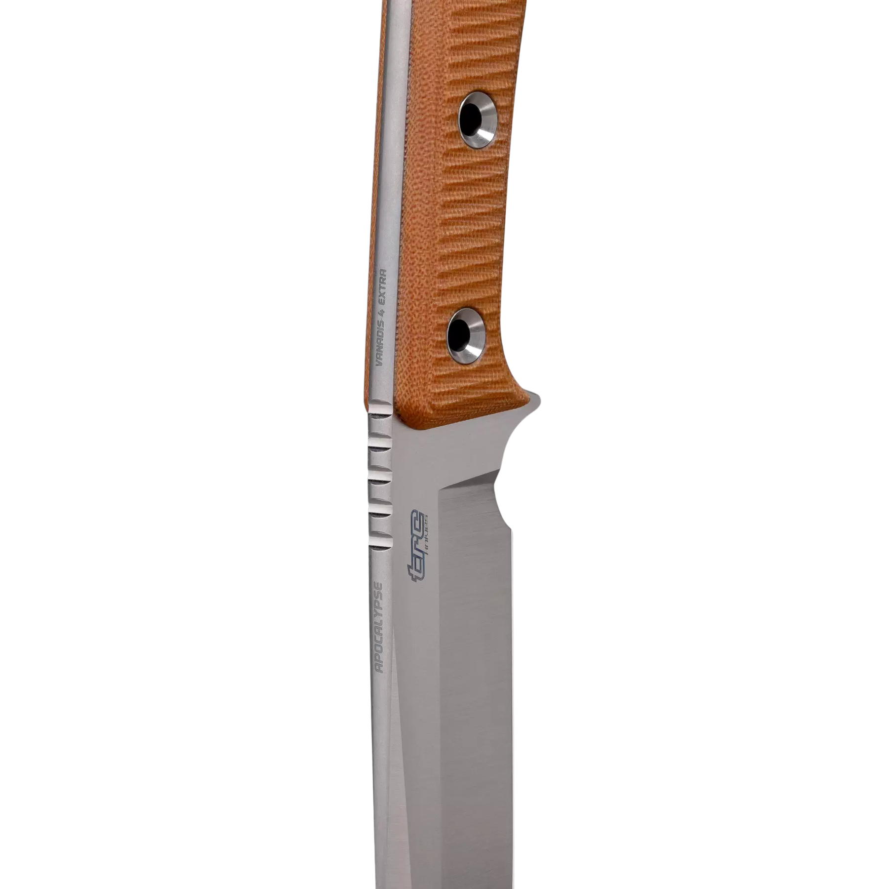 TRC Apocalypse Vanadis 4 Extra, coltello a lama fissa da sopravvivenza e outdoor, lama in acciaio Vanadis 4 Extra, manico in Micarta marrone e fodero Kydex nero