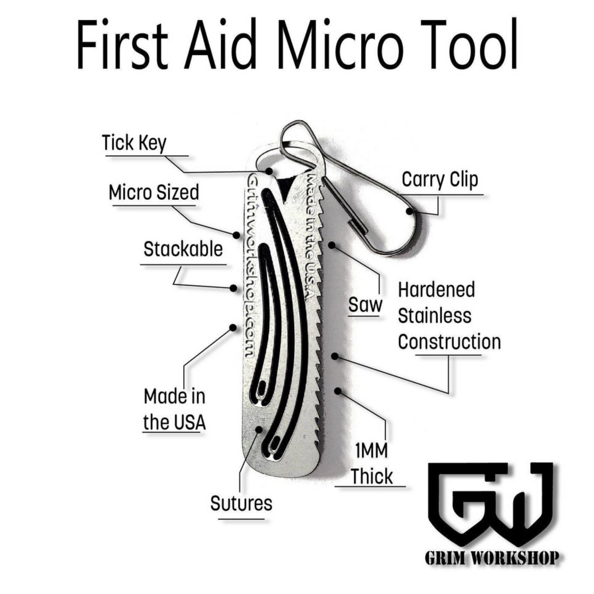 GRIM WORKSHOP |FIRST AID MICRO TOOL - Portachiavi con ago da sutura