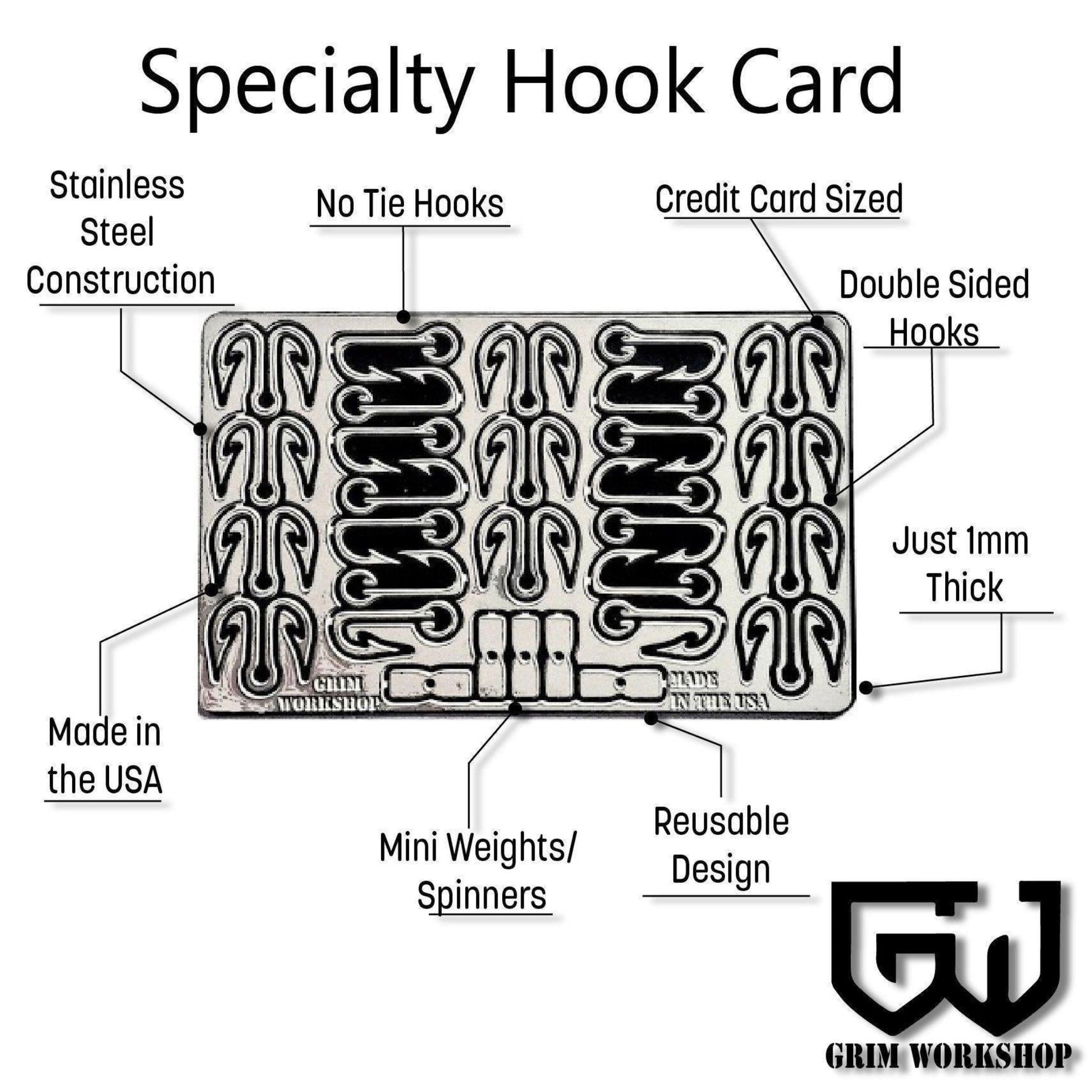 GRIM WORKSHOP | SPECIALTY HOOK FISHING CARD - Kit da pesca survival