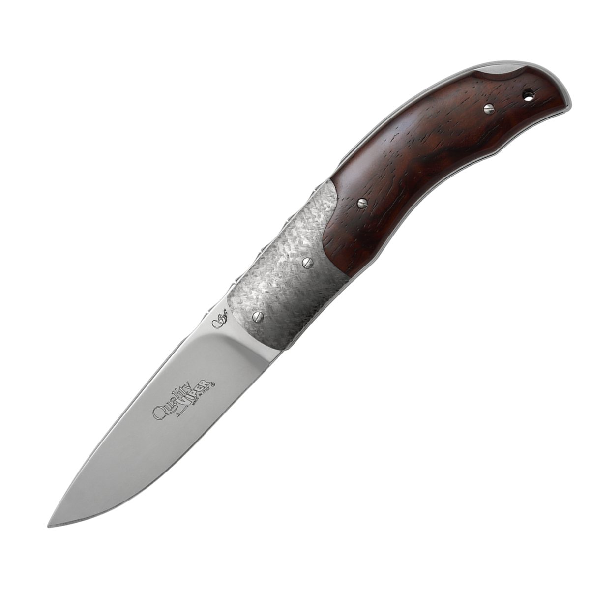 Viper Quality Coltello chiudibile artigianale con lama satinata in acciaio inossidabile e manico ergonomico disponibile in pregiate finiture di legno o con inserti TITANIO dotato di sistema di apertura fluido e design elegante ideale per il porto quotidiano e collezionismo