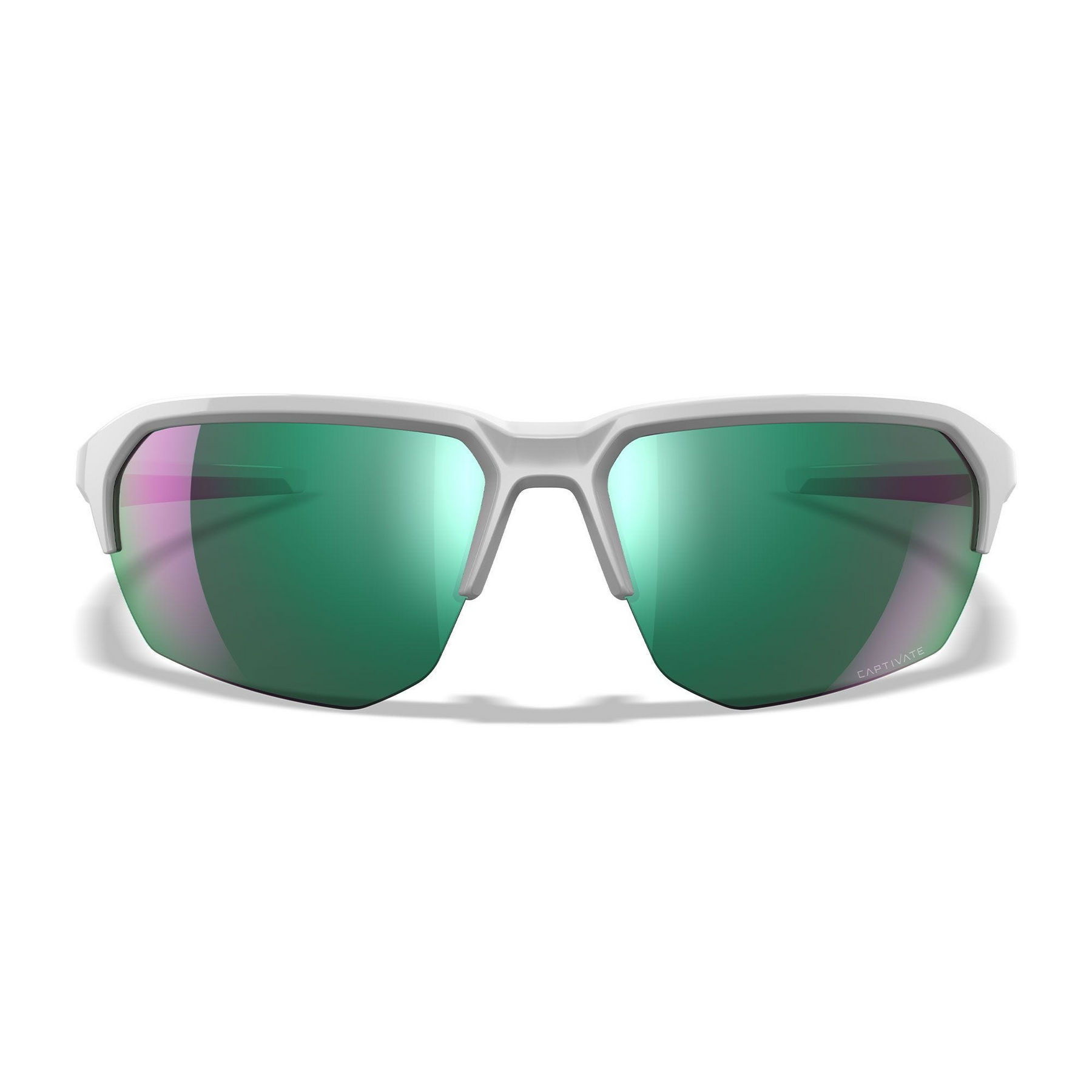 Occhiali da sole polarizzati Wiley X WX JAKL CHJKL07 con lenti CAPTIVATE Green Mirror, montatura Polished White in nylon Triloid™, protezione UV 100%, design avvolgente per attività outdoor e sportive SU BACKPACCO.IT
