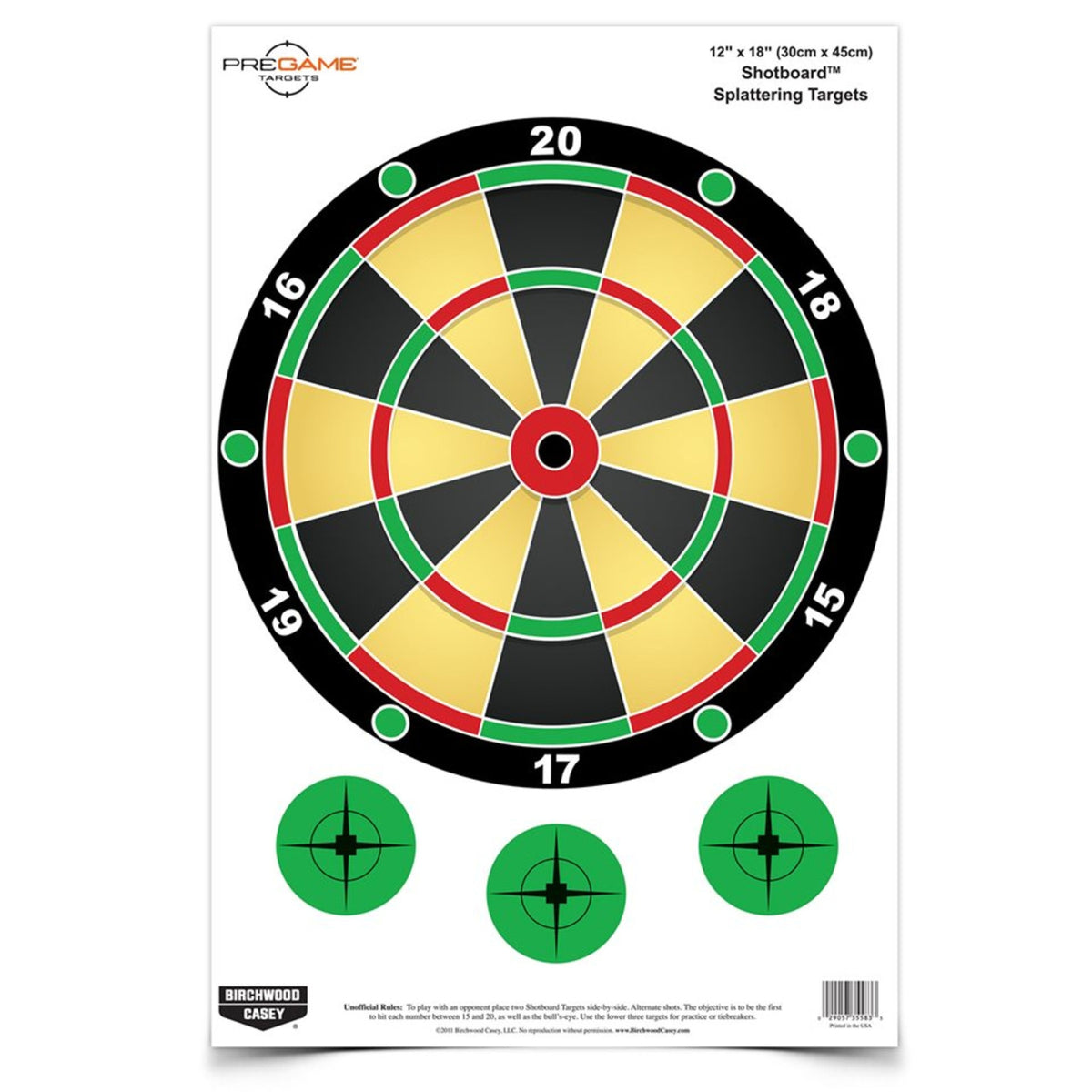 BIRCHWOOD CASEY | PREGAME SHOTBOARD 12" X 18" - Bersagli reattivi