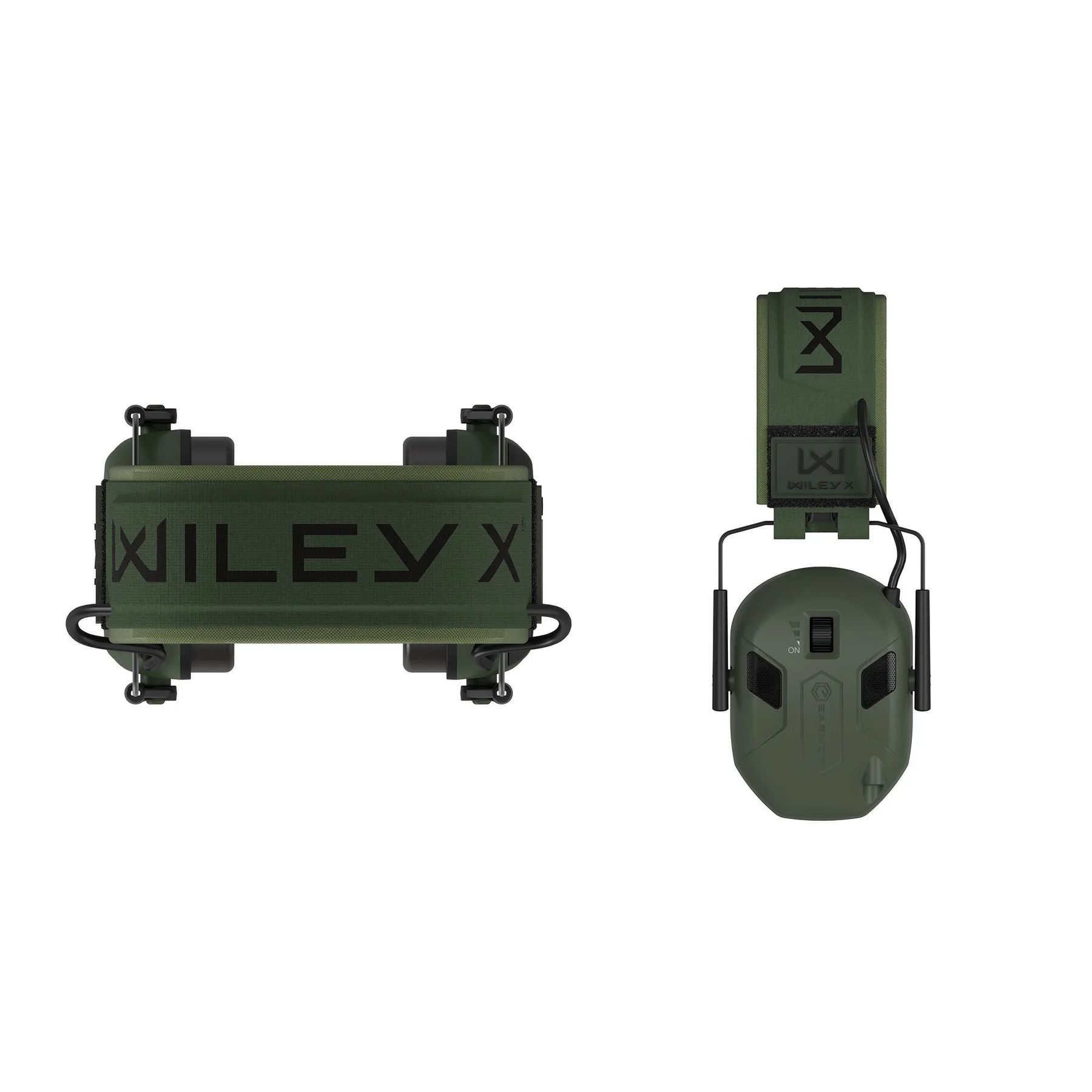 Wiley X WX Valor Comm Shooting Range Kit 3553SRK, set per poligono con occhiali balistici VAPOR con 3 lenti intercambiabili (arancione, trasparente, gialla) e cuffie antirumore verde oliva, su backpacco.it