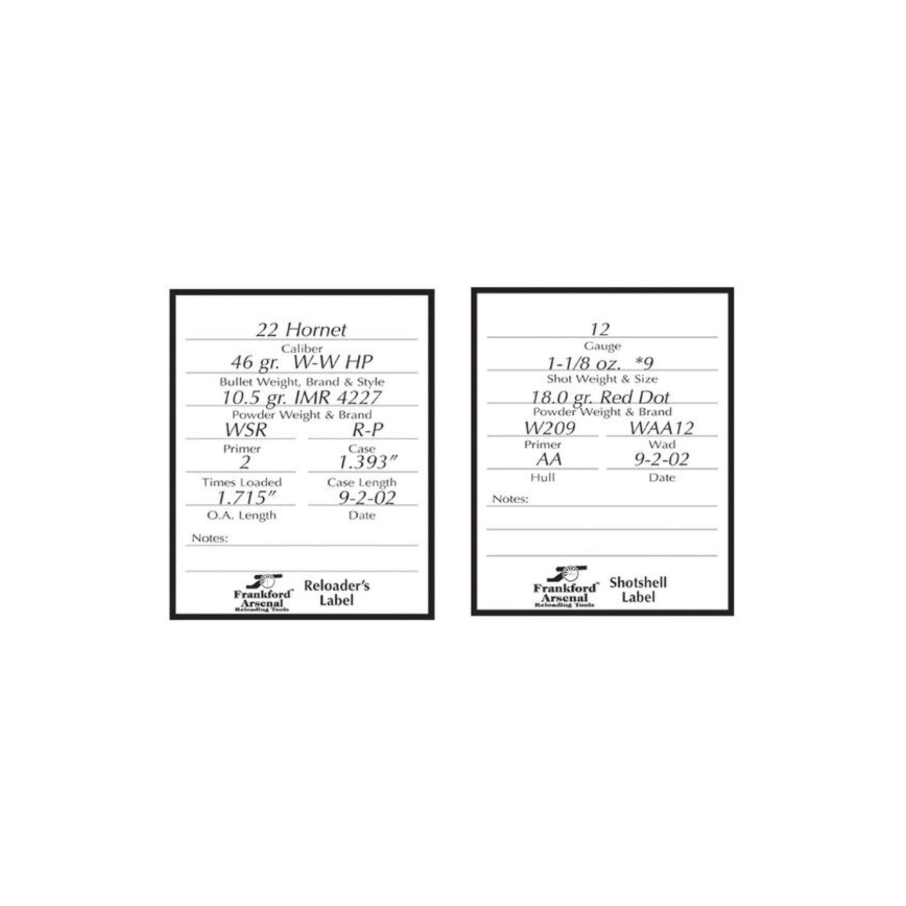 FRANKFORD ARSENAL | RELOADER'S LABELS - Etichette per ricarica