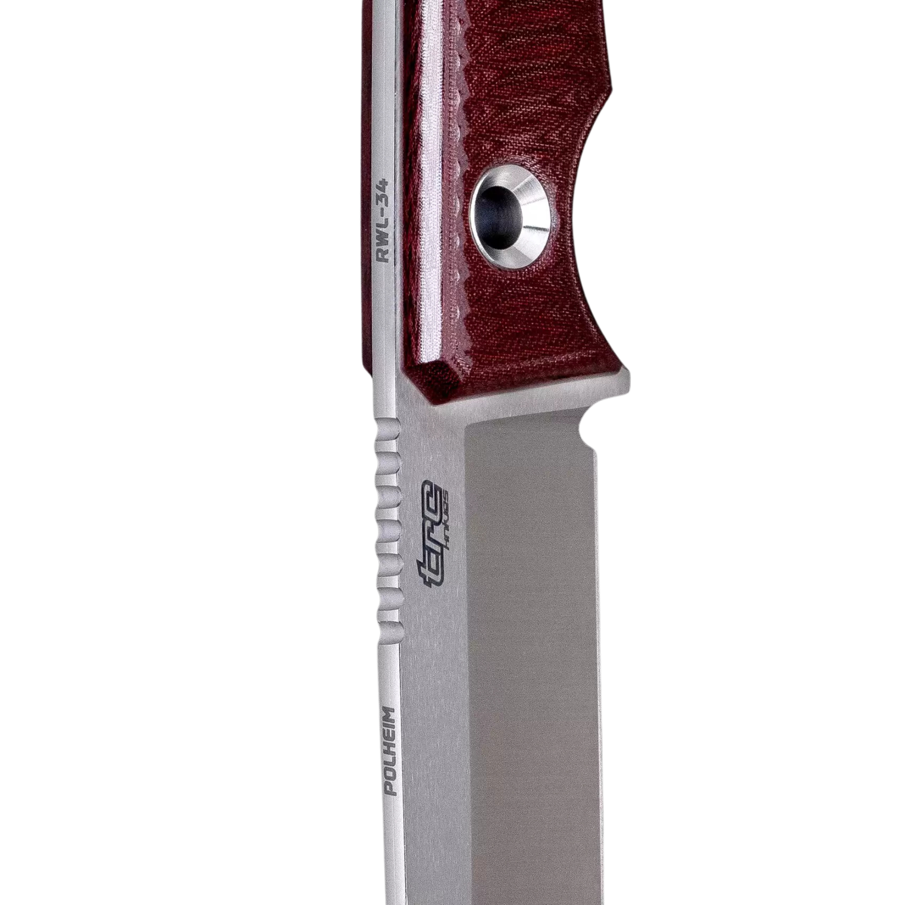 TRC Polheim 15 Anniversary, coltello a lama fissa in edizione speciale, manico in Micarta a strisce e fodero in cuoio marrone, coltello da bushcraft e collezione, su backpacco.it