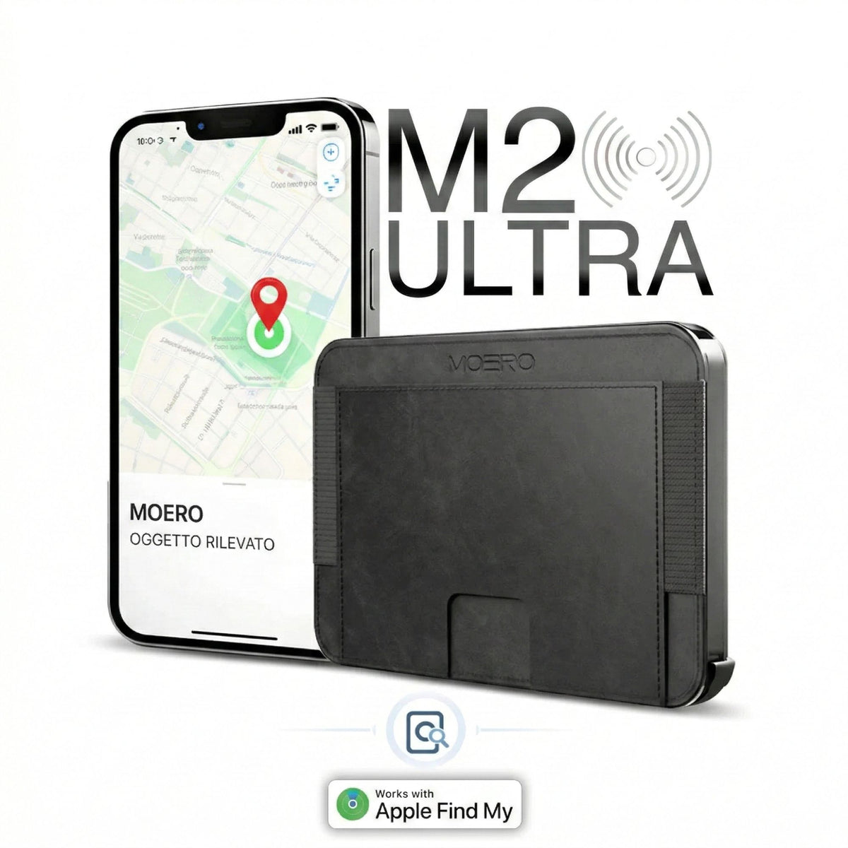 MOERO | M2 ULTRA VINTAGE GREY - Portafoglio MagSafe con localizzatore - BackPacco - BP-MOERO-M2ULTRA-VINTAGE-GRY