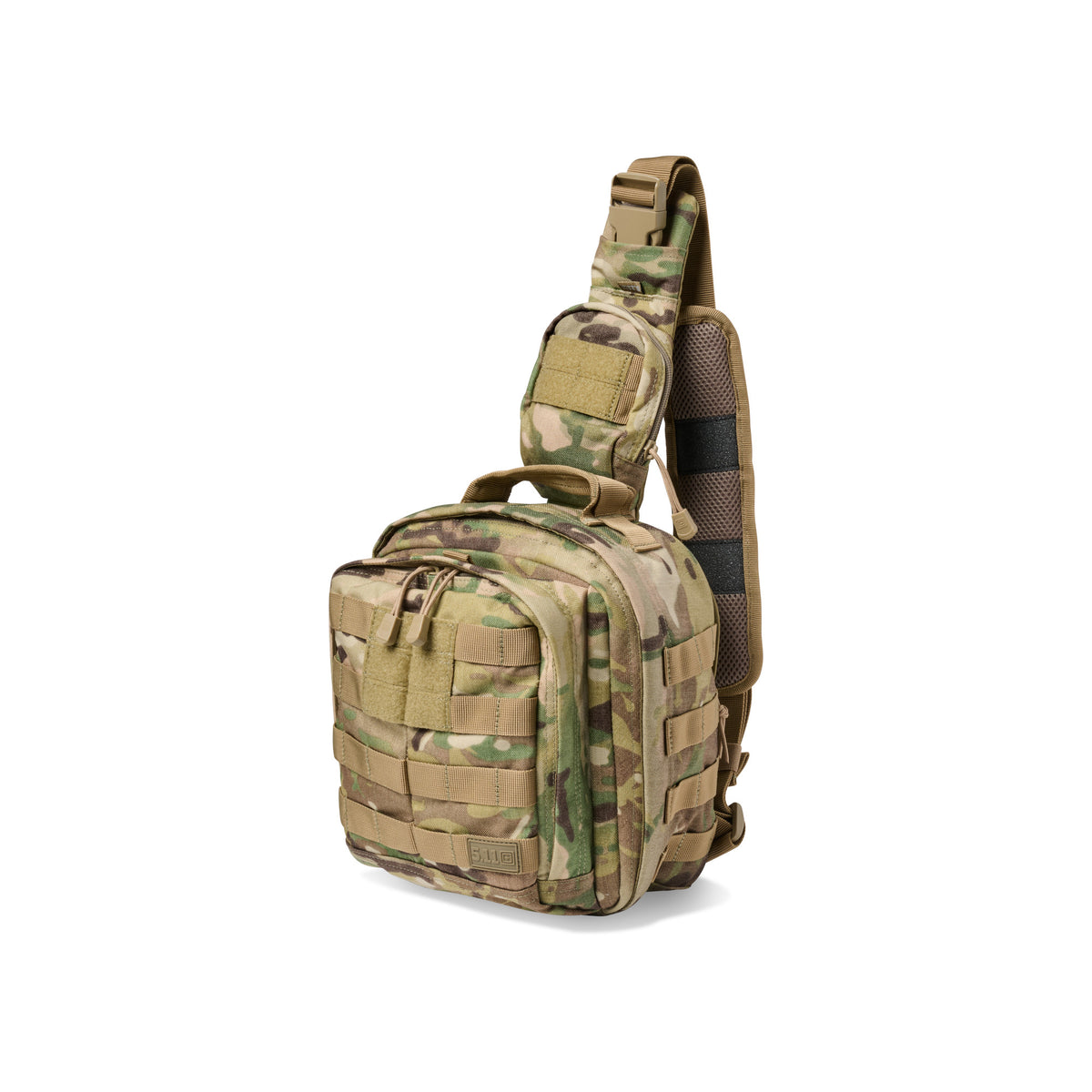 5.11 Tactical RUSH MOAB 6 Zaino monospalla ambidestro 11L in nylon 1050D. Design compatto con tasca CCW nascosta, scomparto occhiali foderato in pile e sistema MOLLE esteso. Compatibile Tier System per aggancio a zaini maggiori. Ideale per EDC, utility e operazioni rapide.