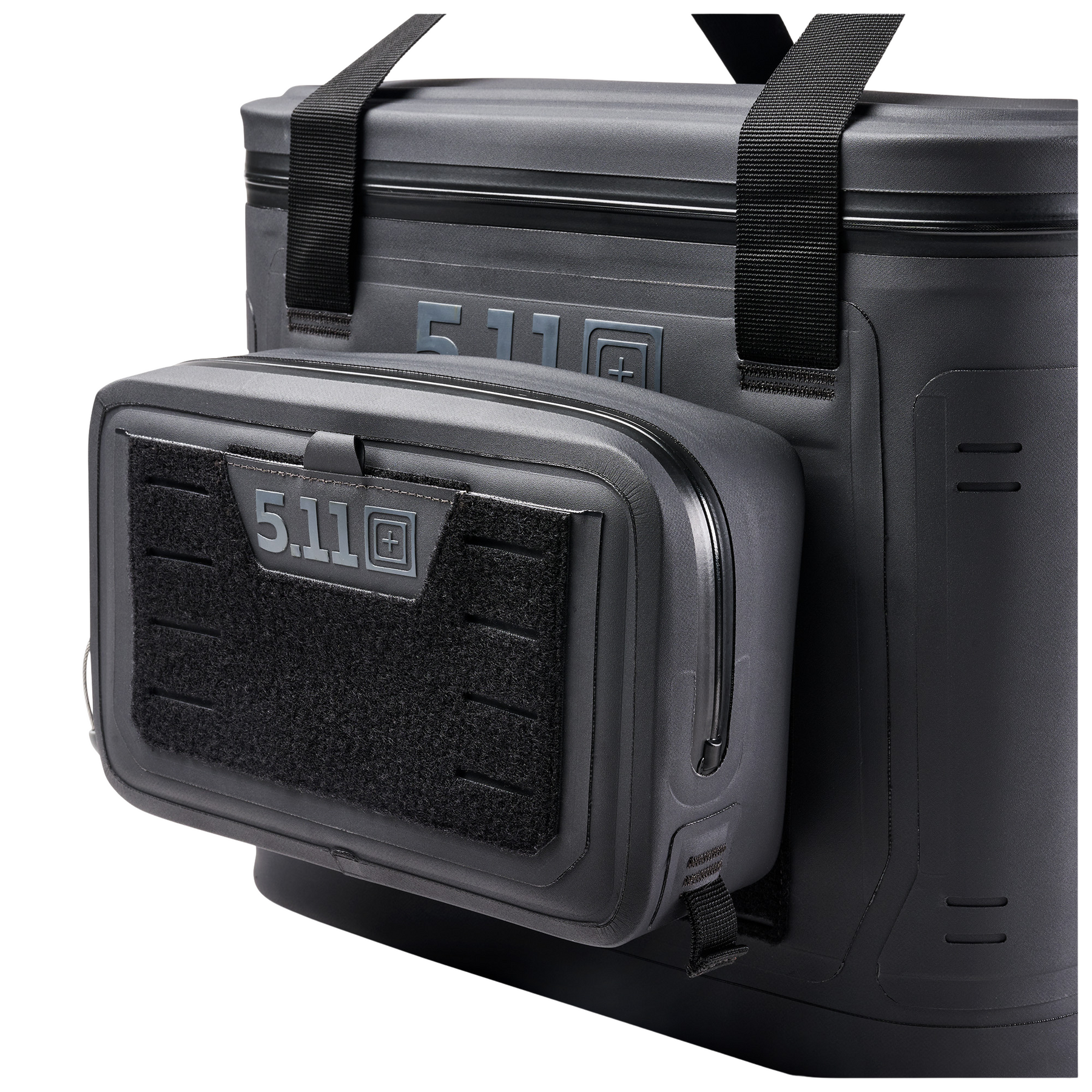 Pouch termica 5.11 ALLHAULA da 5 litri, nera, con pannello frontale in velcro e zip laterale, ideale per trasporto accessori su backpacco.it
