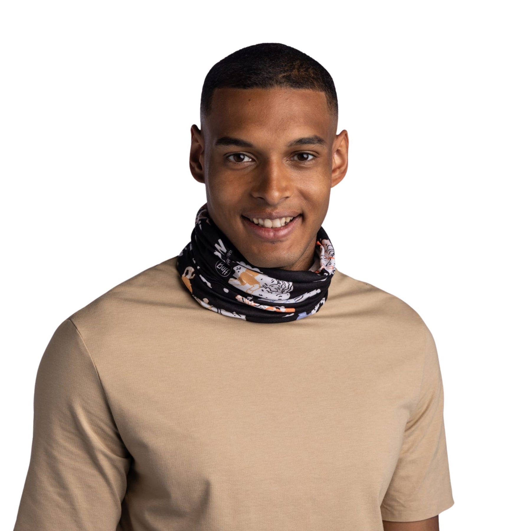 BUFF | COOLNET UV NECKWEAR - POW RUNNERS IN MOTION BLACK - Scaldacollo con protezione solare