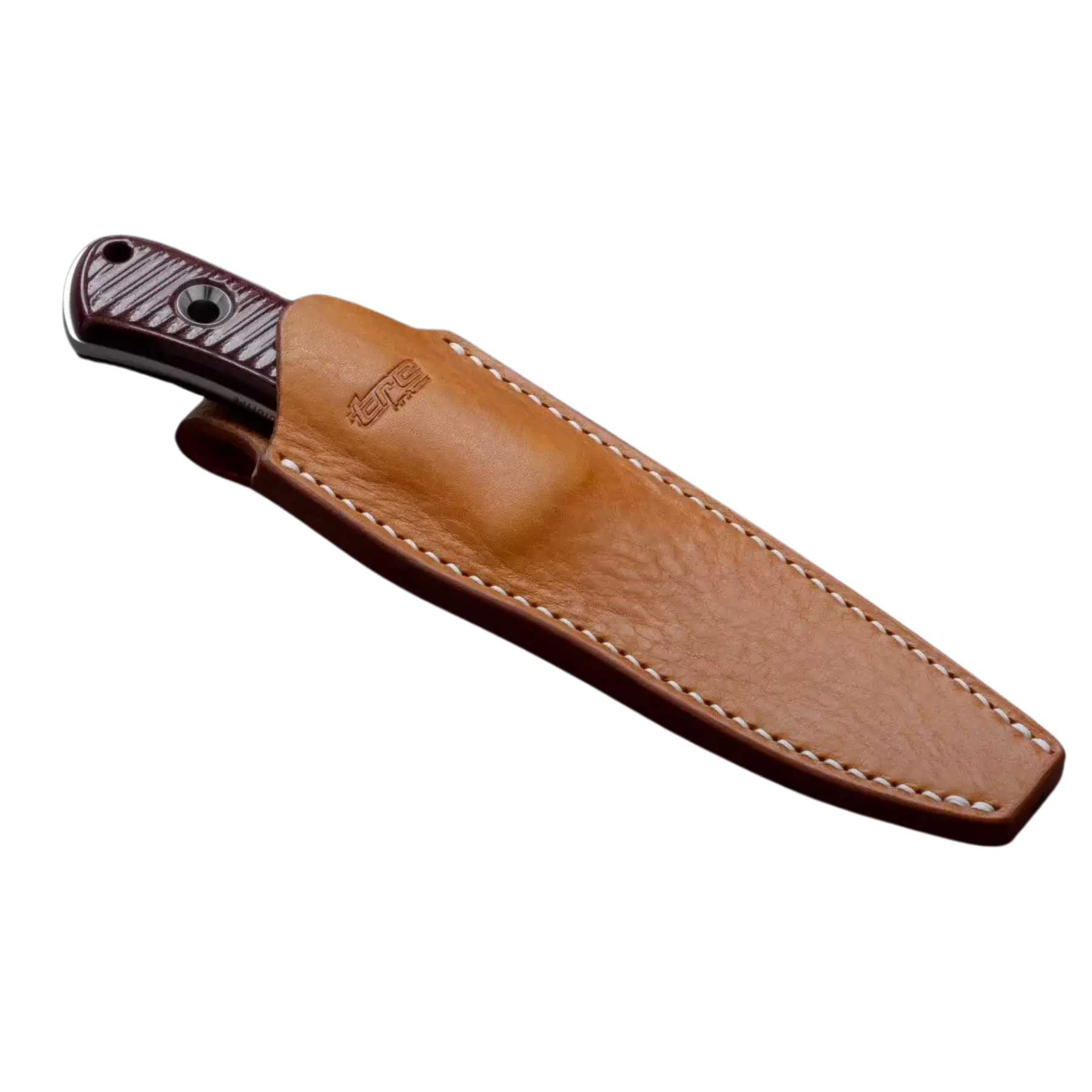 TRC Polheim 15 Anniversary, coltello a lama fissa in edizione speciale, manico in Micarta a strisce e fodero in cuoio marrone, coltello da bushcraft e collezione, su backpacco.it