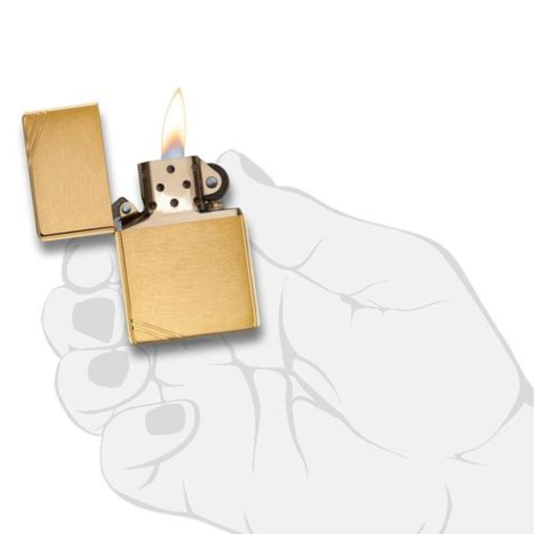 ZIPPO | BRUSHED BRASS VINTAGE WITH SLASHES - Accendino