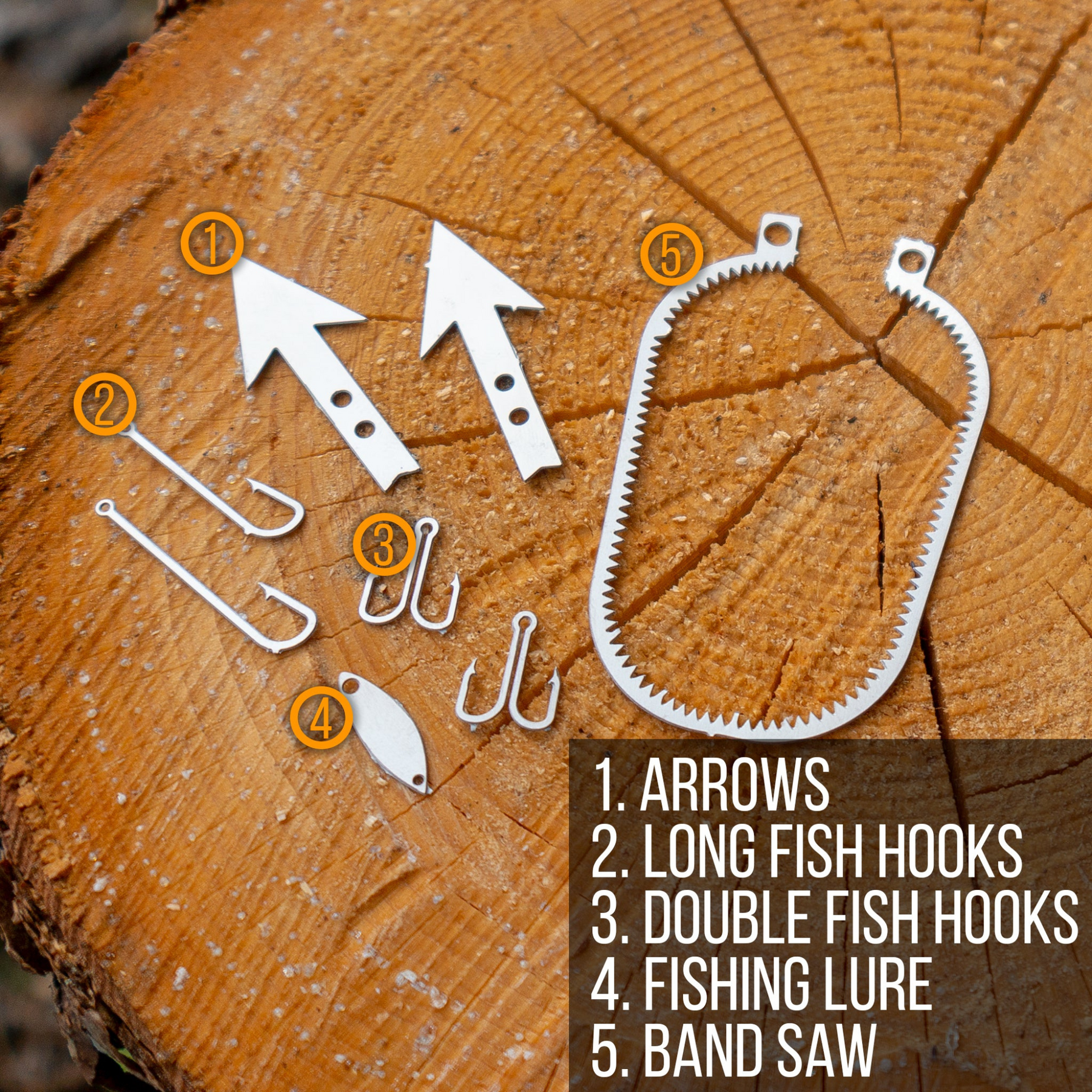 Dog Tag READYMAN Survival Card con kit da pesca integrato, ami, seghetto e strumenti da sopravvivenza, compatta e portatile su Backpacco.it