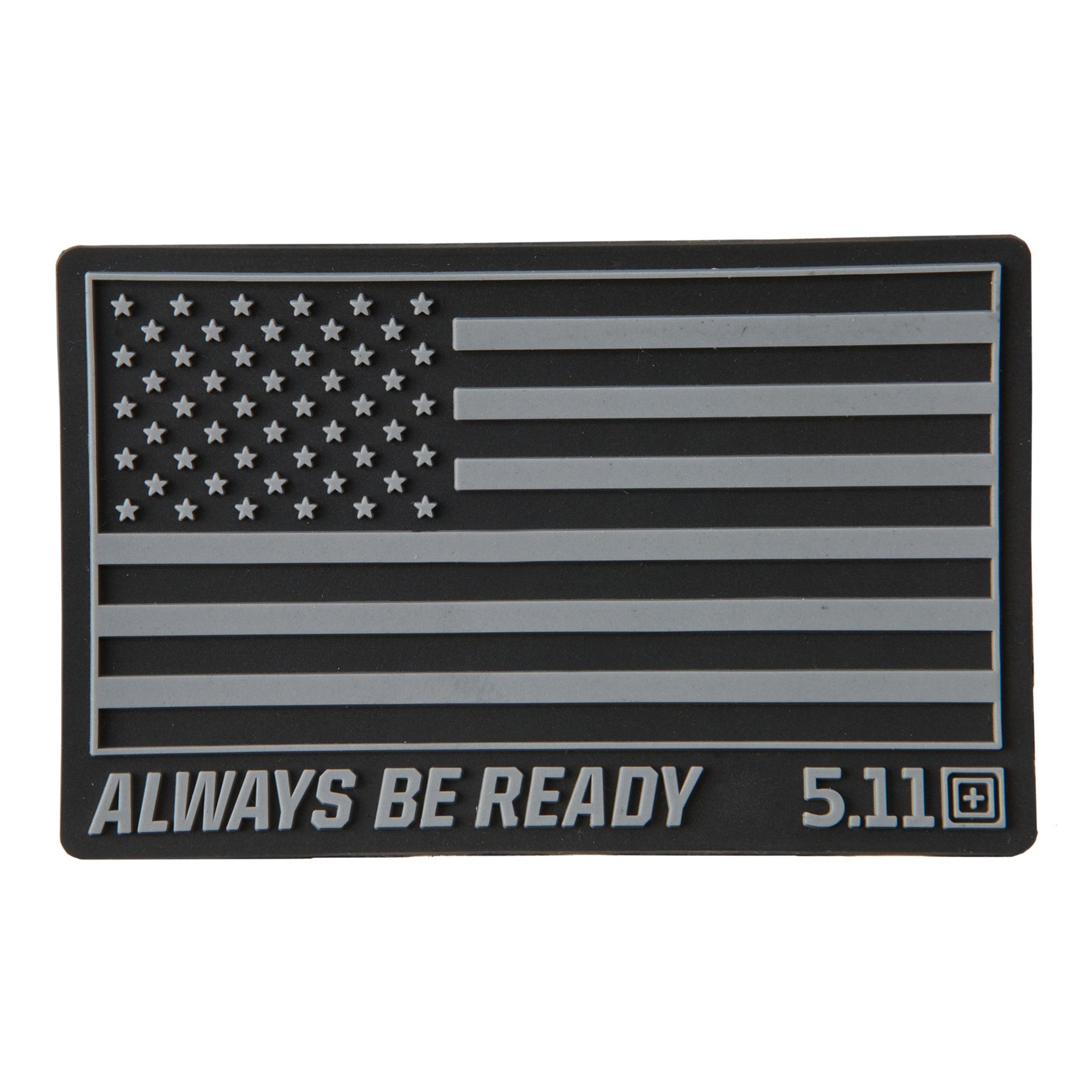 5.11 USA Flag Patch in PVC, toppa rettangolare con bandiera americana in rilievo, scritta Always Be Ready e logo 5.11, toppa tattica