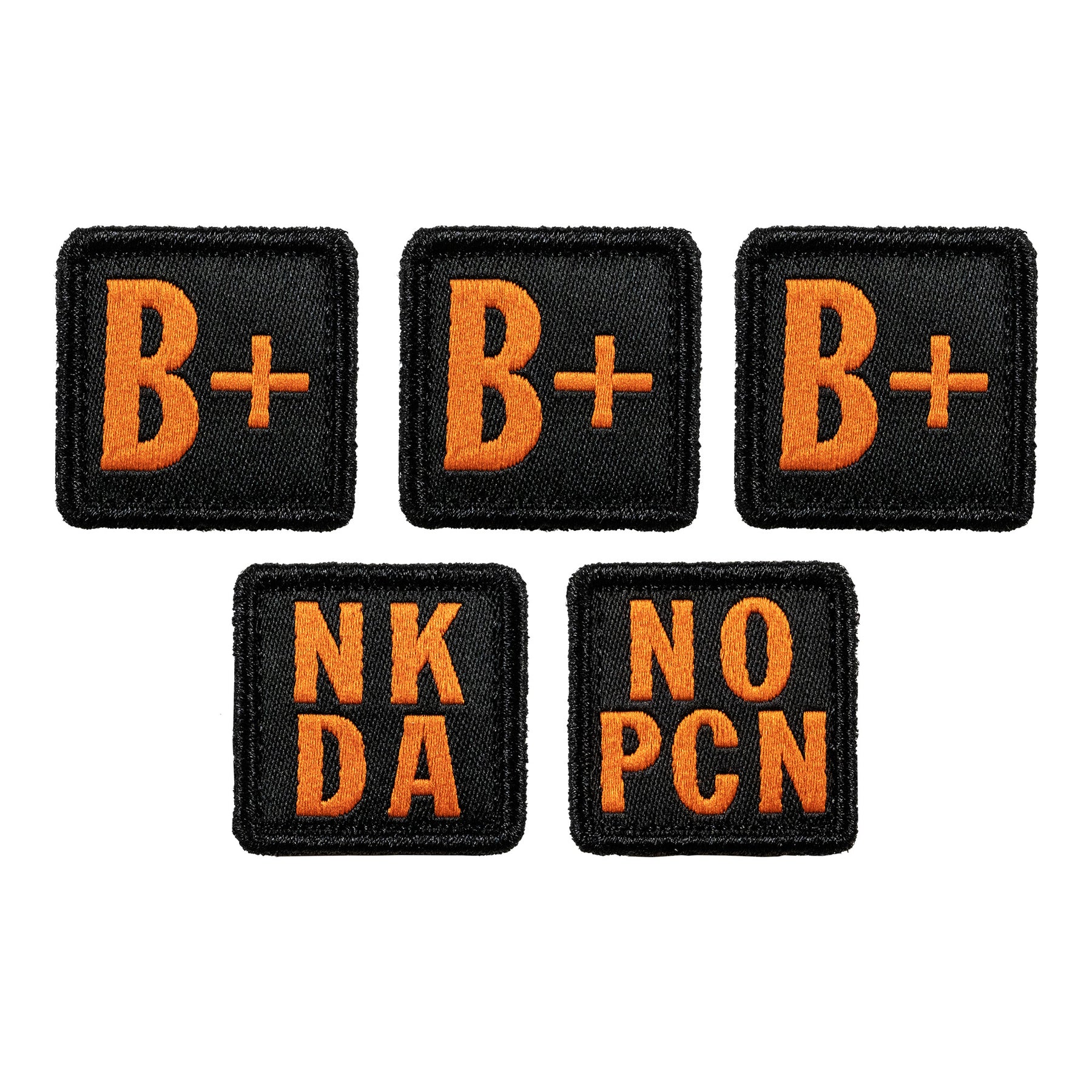 5.11 Blood Type Patch Kit, set di 5 patch ricamate con velcro, toppe con gruppo sanguigno e codice allergie NKDA e NO PCN, accessorio tattico medico