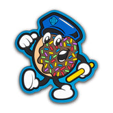 5.11 Sweet Beat, patch in PVC con velcro, toppa tattica umoristica con una ciambella (donut) al cioccolato e zuccherini che indossa un cappello della polizia e impugna un manganello, contorno blu