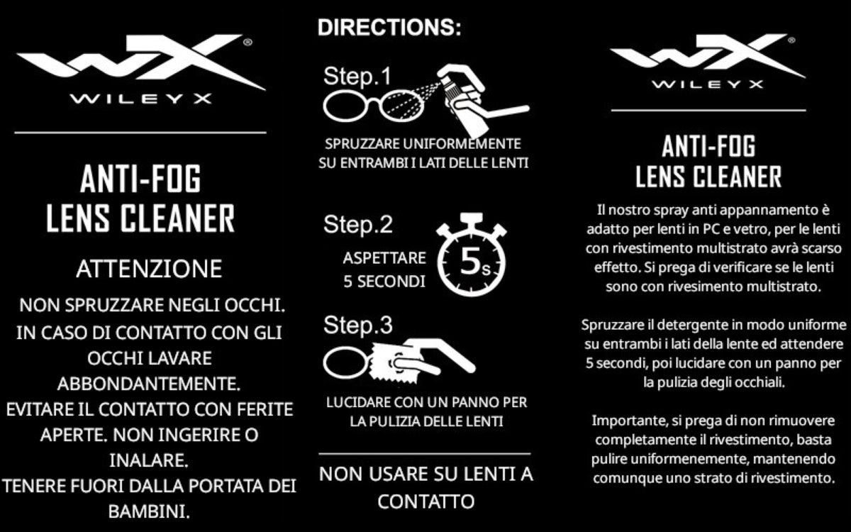 WILEYX | WX ANTI-FOG LENS CLEANER- Kit pulizia anti appannamento