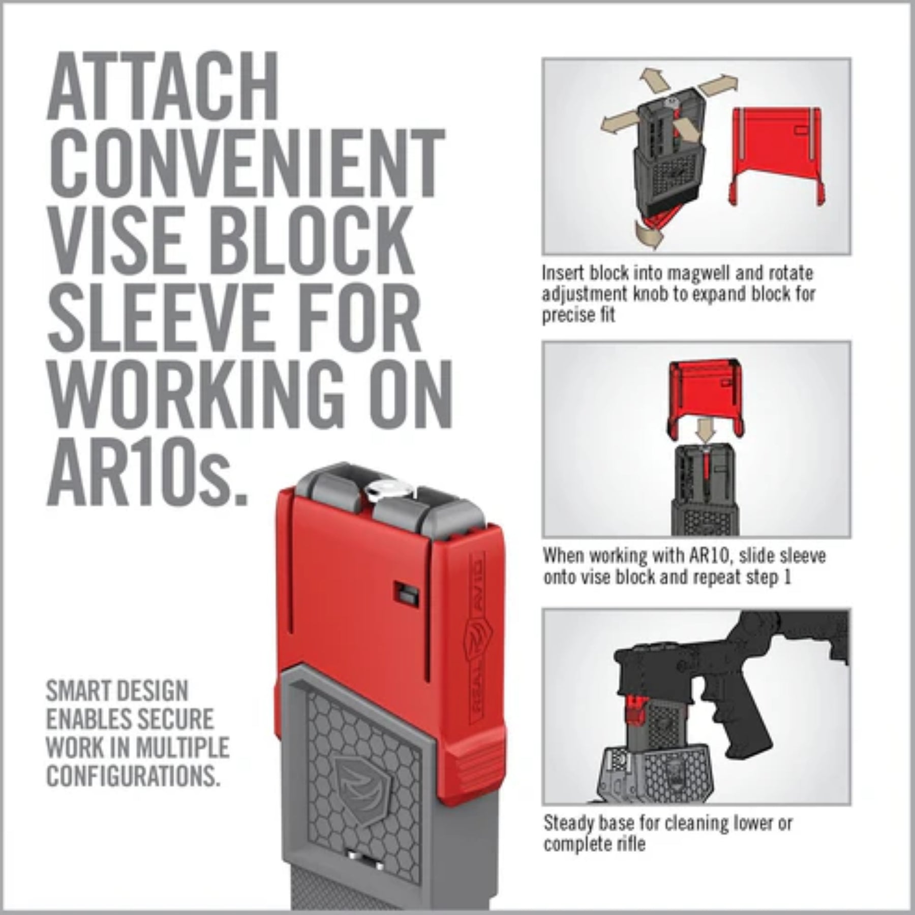 REAL AVID | SMART-FIT VISE BLOCK SLEEVE FOR AR10 - Adattatore AR10 per Smart-Fit AR15 Vise Block