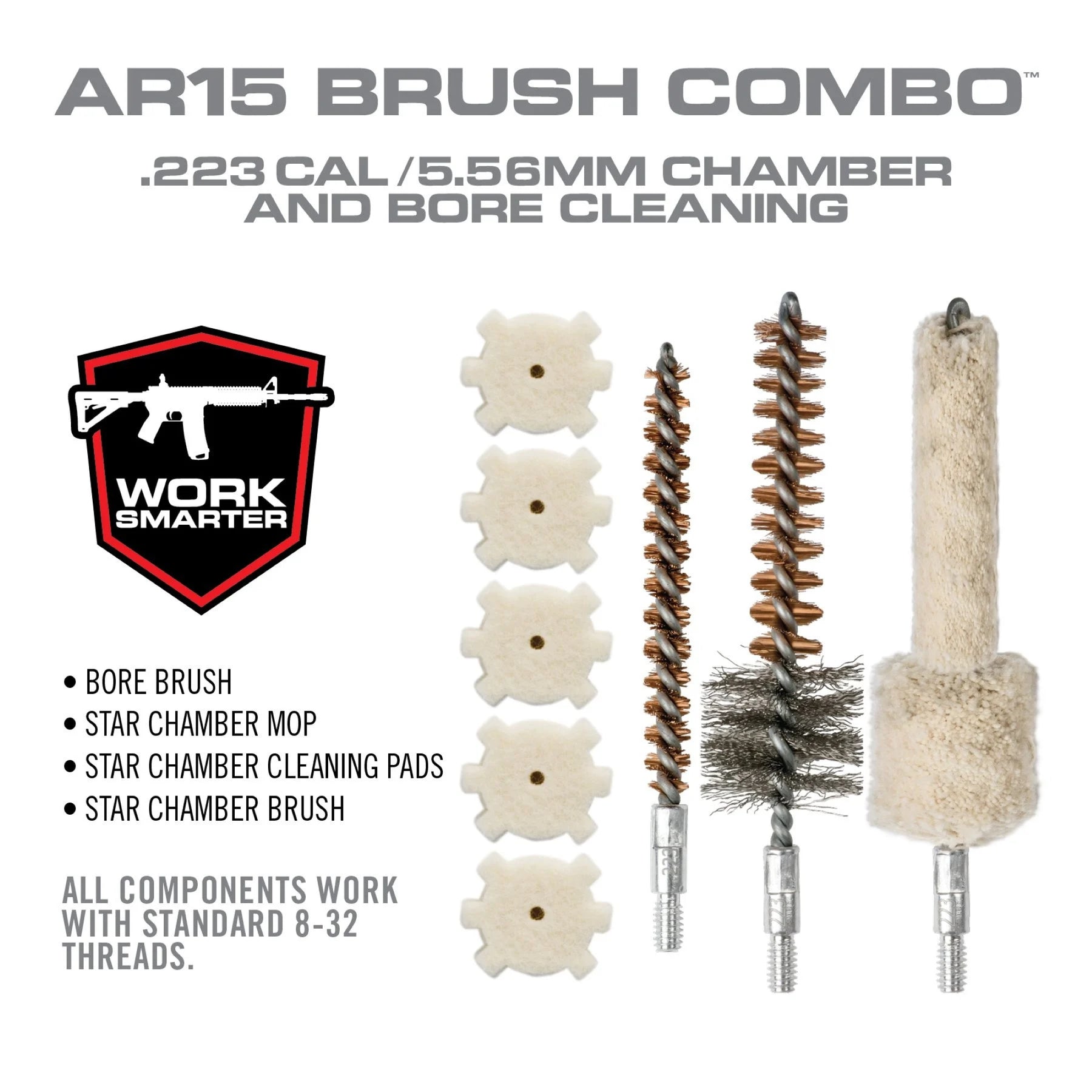 REAL AVID | AR-15 BRUSH COMBO - Scovolini e tamponi di ricambio per Gun Boss AR15