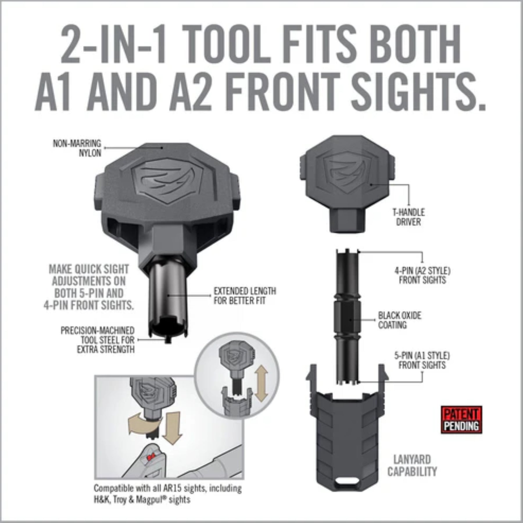 REAL AVID | FRONT SIGHT ADJUSTER PRO - Strumento di regolazione per mirini anteriori AR