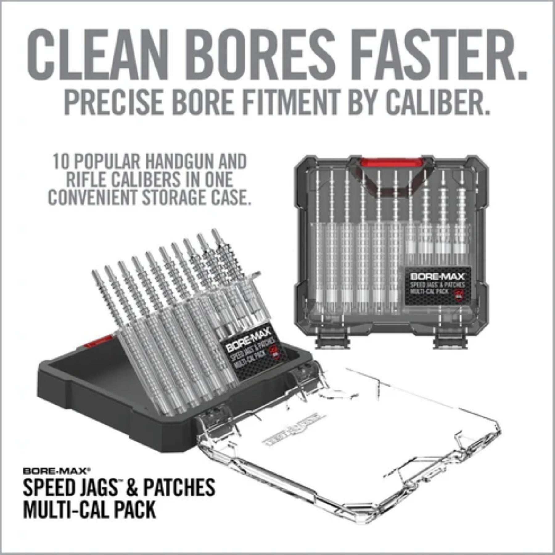REAL AVID | MULTI-CAL BORE-MAX SPEED JAGS & PATCHES - Set di spingipezzuole in diversi calibri
