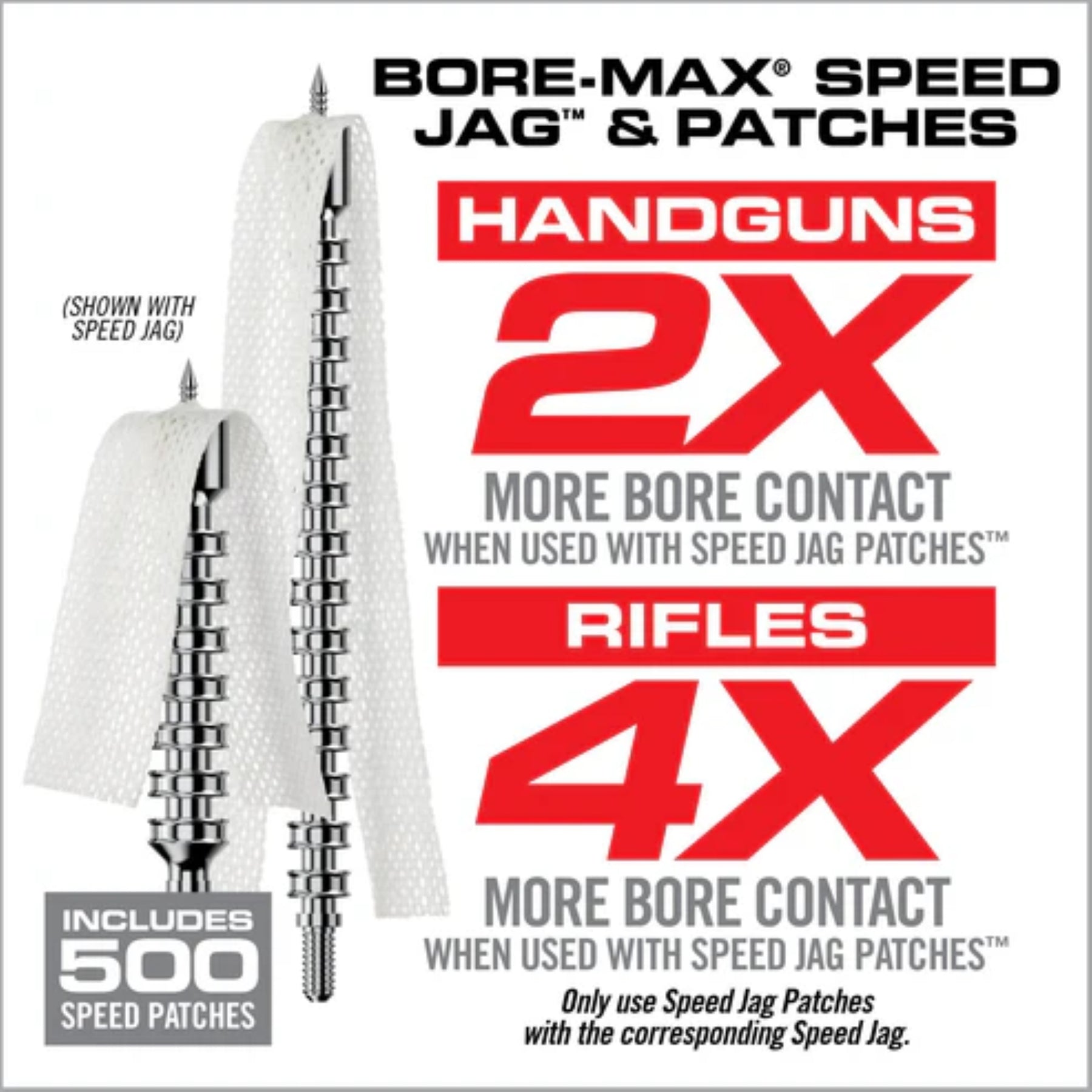 REAL AVID | MULTI-CAL BORE-MAX SPEED JAGS & PATCHES - Set di spingipezzuole in diversi calibri