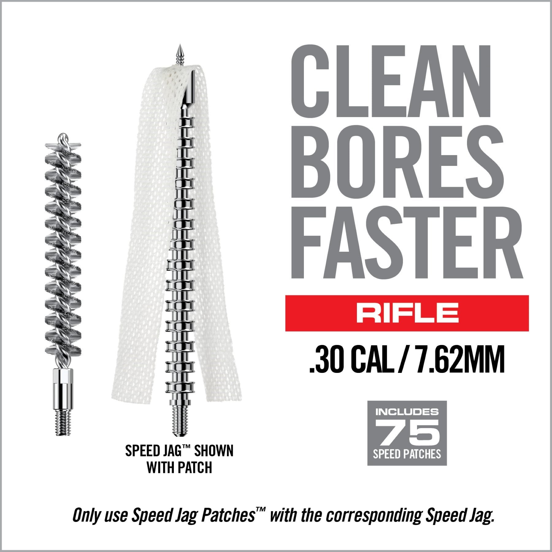 REAL AVID | BORE-MAX SPEED CLEAN SYSTEM .30 CAL / 7.62 MM - Set scovolino e Jag .30 Cal / 7.62 mm