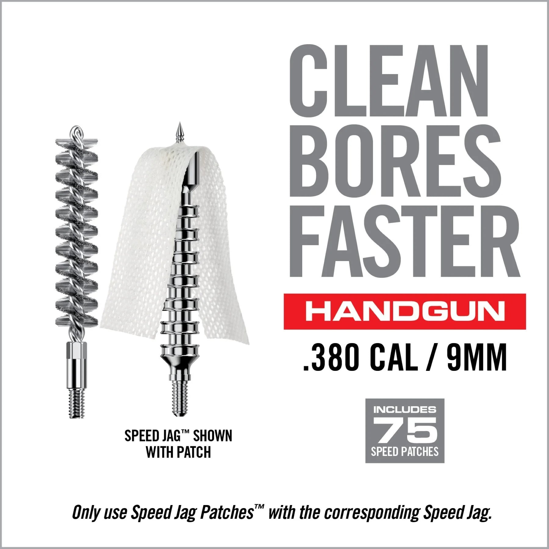 REAL AVID | BORE-MAX SPEED CLEAN SYSTEM .380 CAL / 9 MM - Set scovolino e Jag .380 Cal / 9 mm