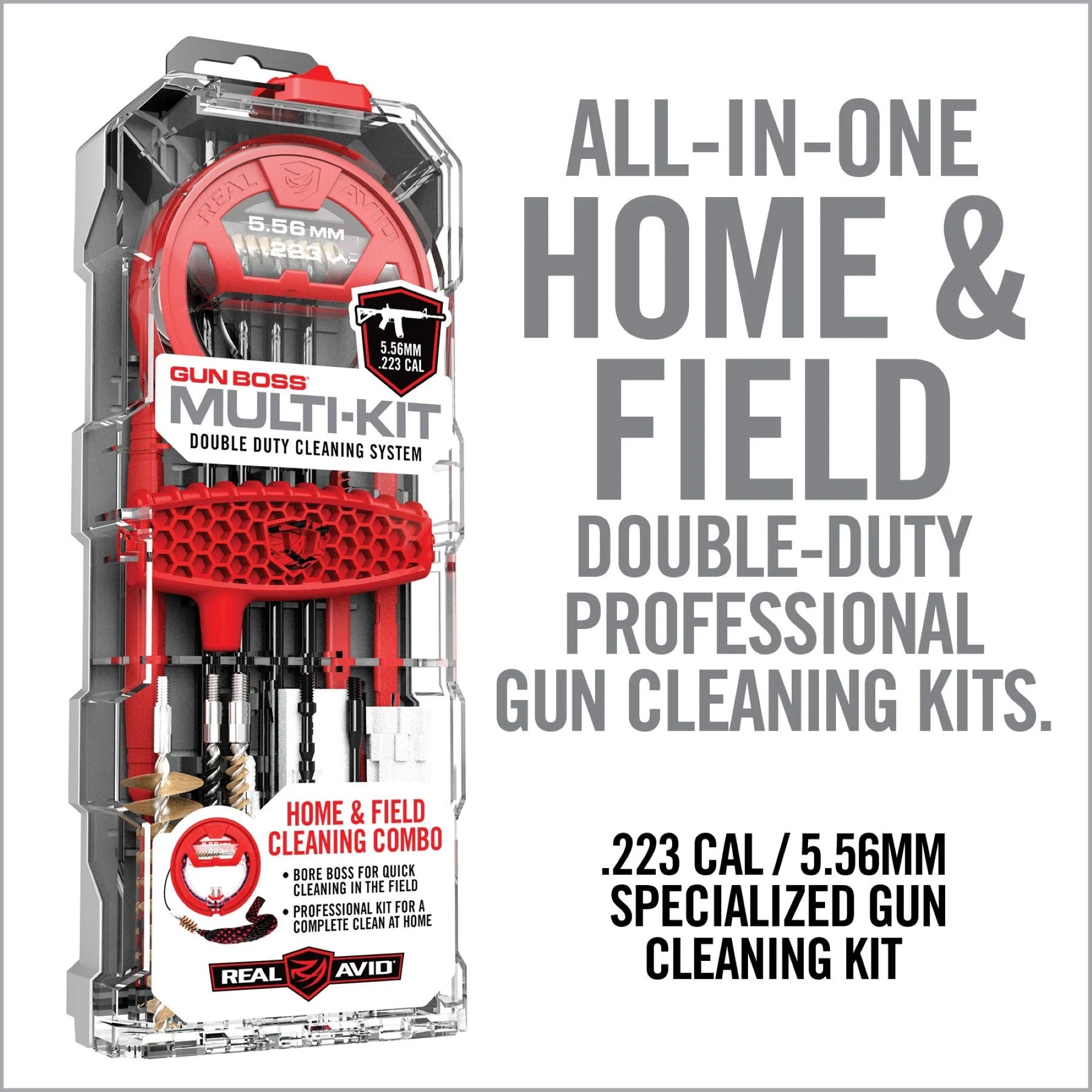 REAL AVID | GUN BOSS MULTI KIT .223 / 5.56 mm - Kit di pulizia per CAL .223 / 5.56 mm