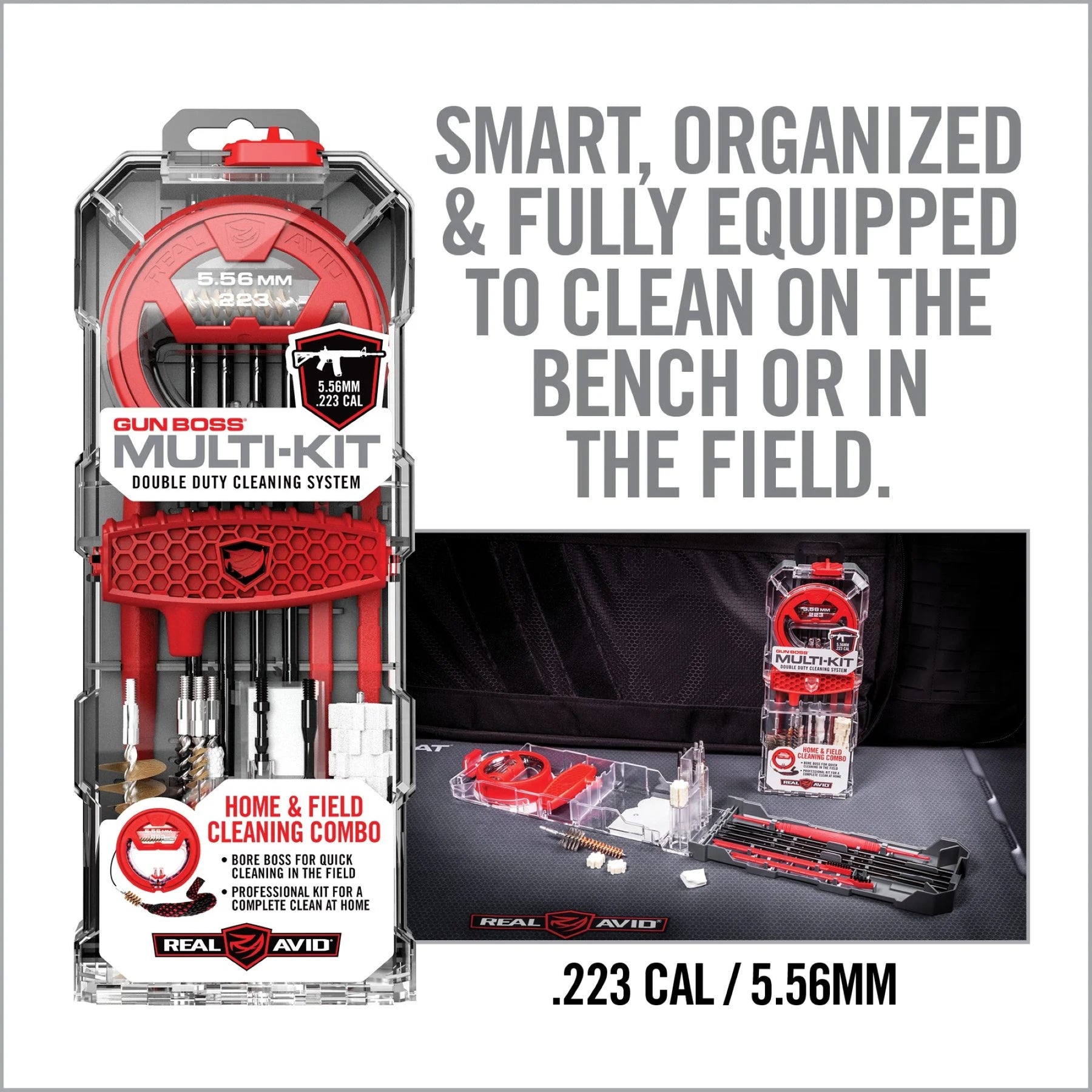 REAL AVID | GUN BOSS MULTI KIT .223 / 5.56 mm - Kit di pulizia per CAL .223 / 5.56 mm