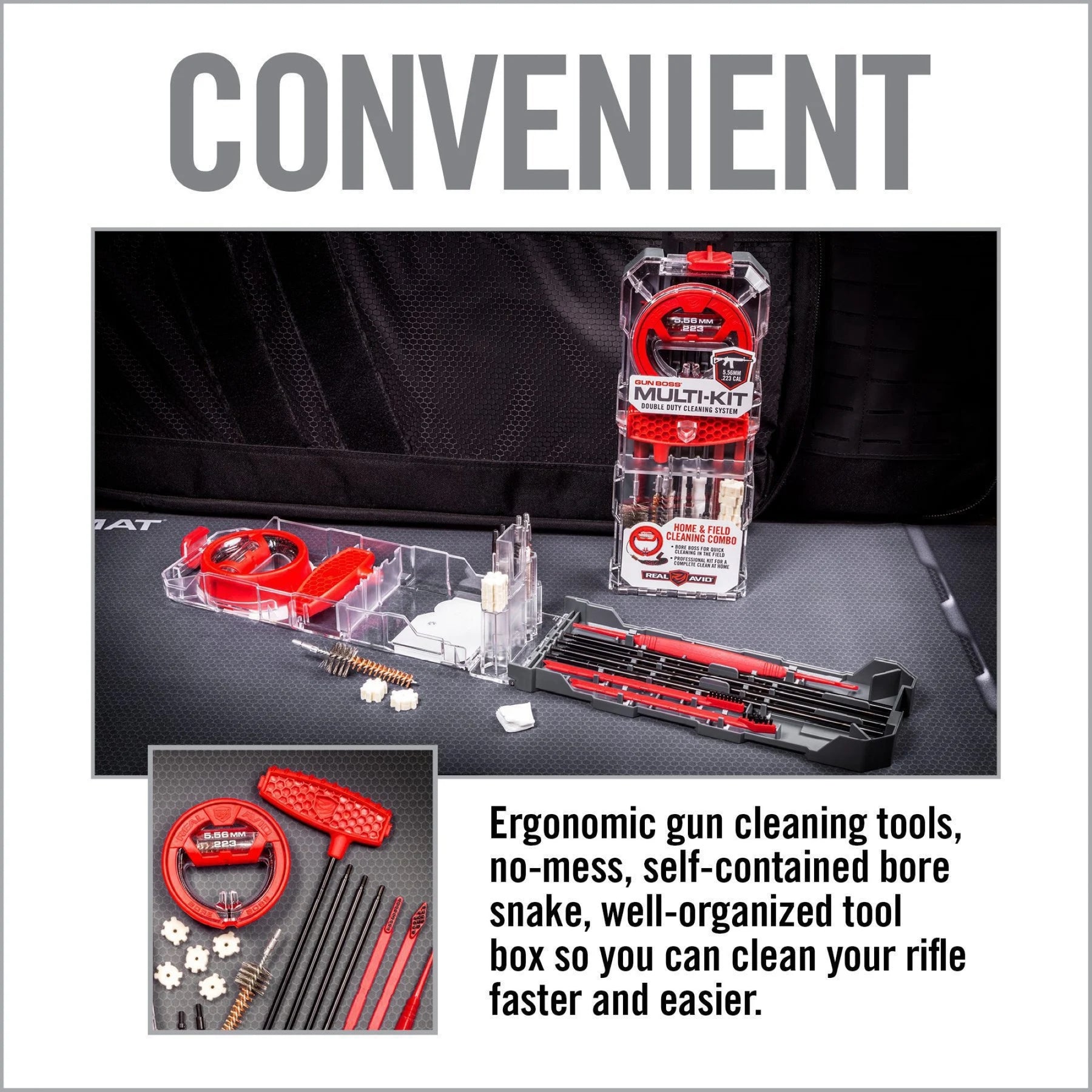 REAL AVID | GUN BOSS MULTI KIT .223 / 5.56 mm - Kit di pulizia per CAL .223 / 5.56 mm