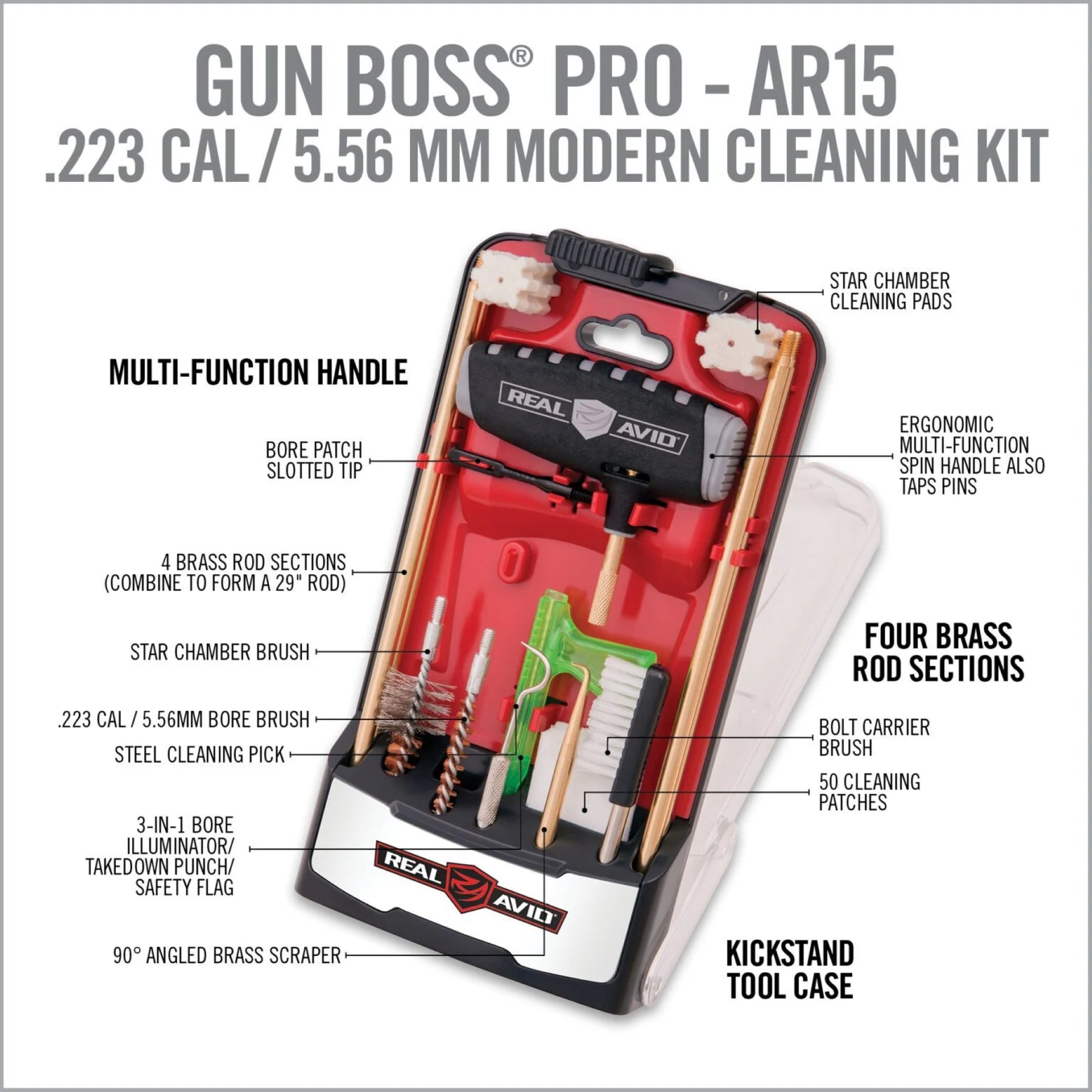 REAL AVID | GUN BOSS AR15 PRO CLEANING KIT - Kit di pulizia per AR-15