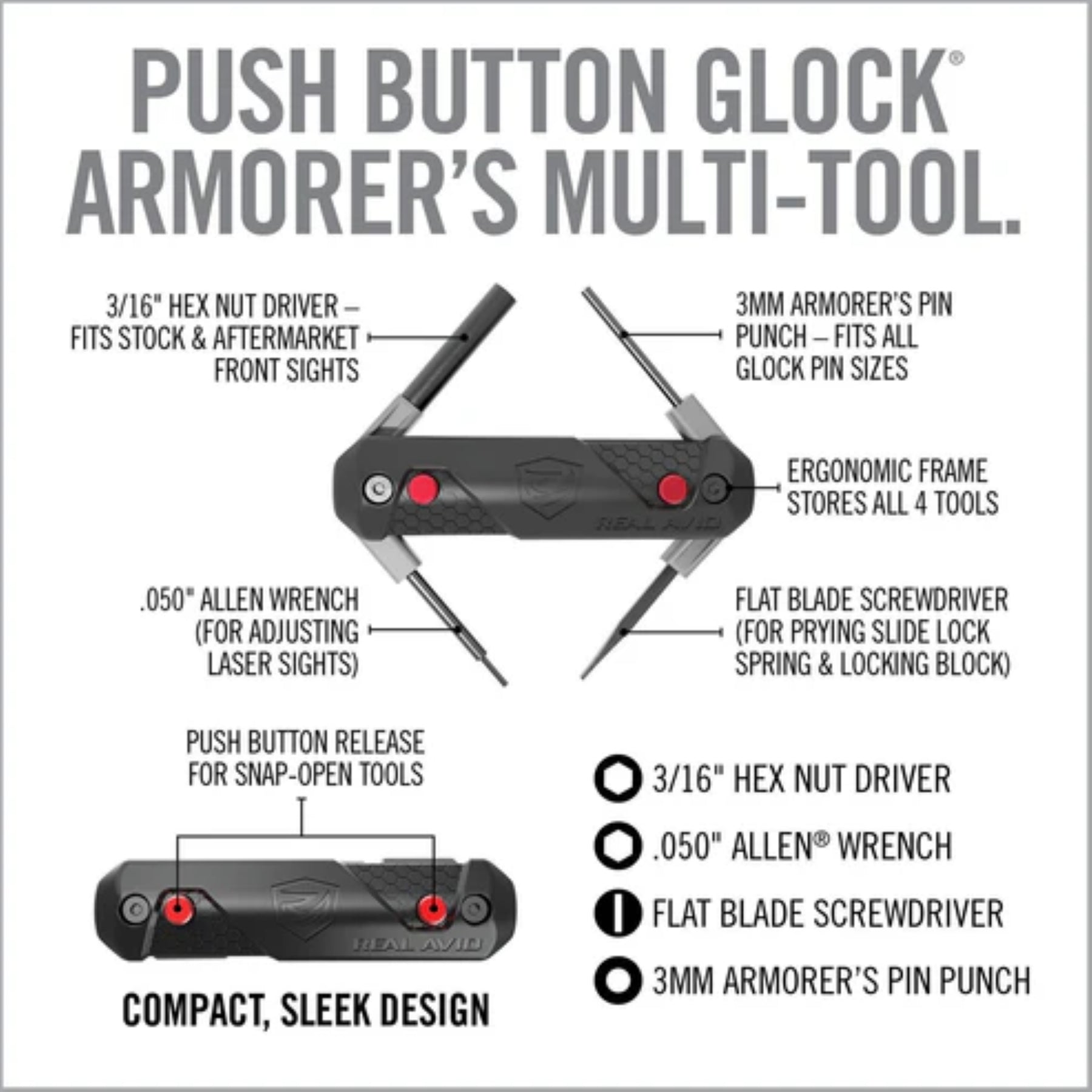REAL AVID | 4 IN 1 TOOL FOR GLOCK - Multi tool per Glock
