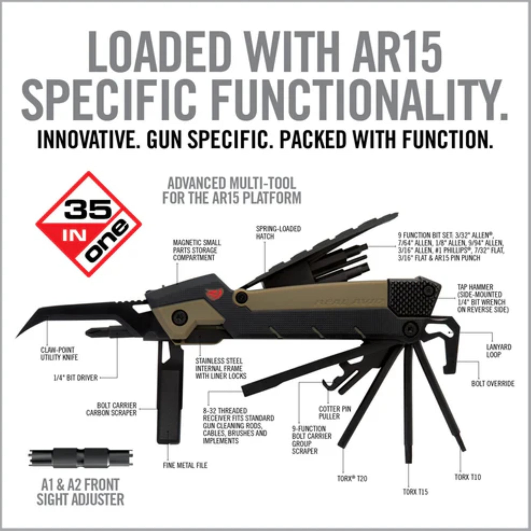 REAL AVID | GUN TOOL PRO AR15 - Multi tool per AR15