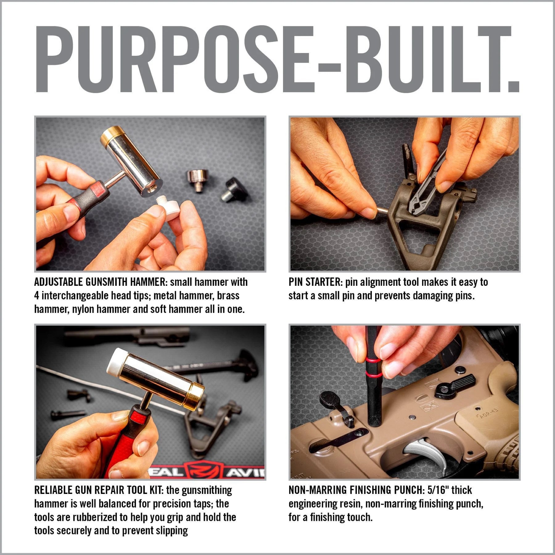 REAL AVID | ACCU-PUNCH HAMMER & AR15 PIN PUNCH SET - Martello e punzoni per AR-15