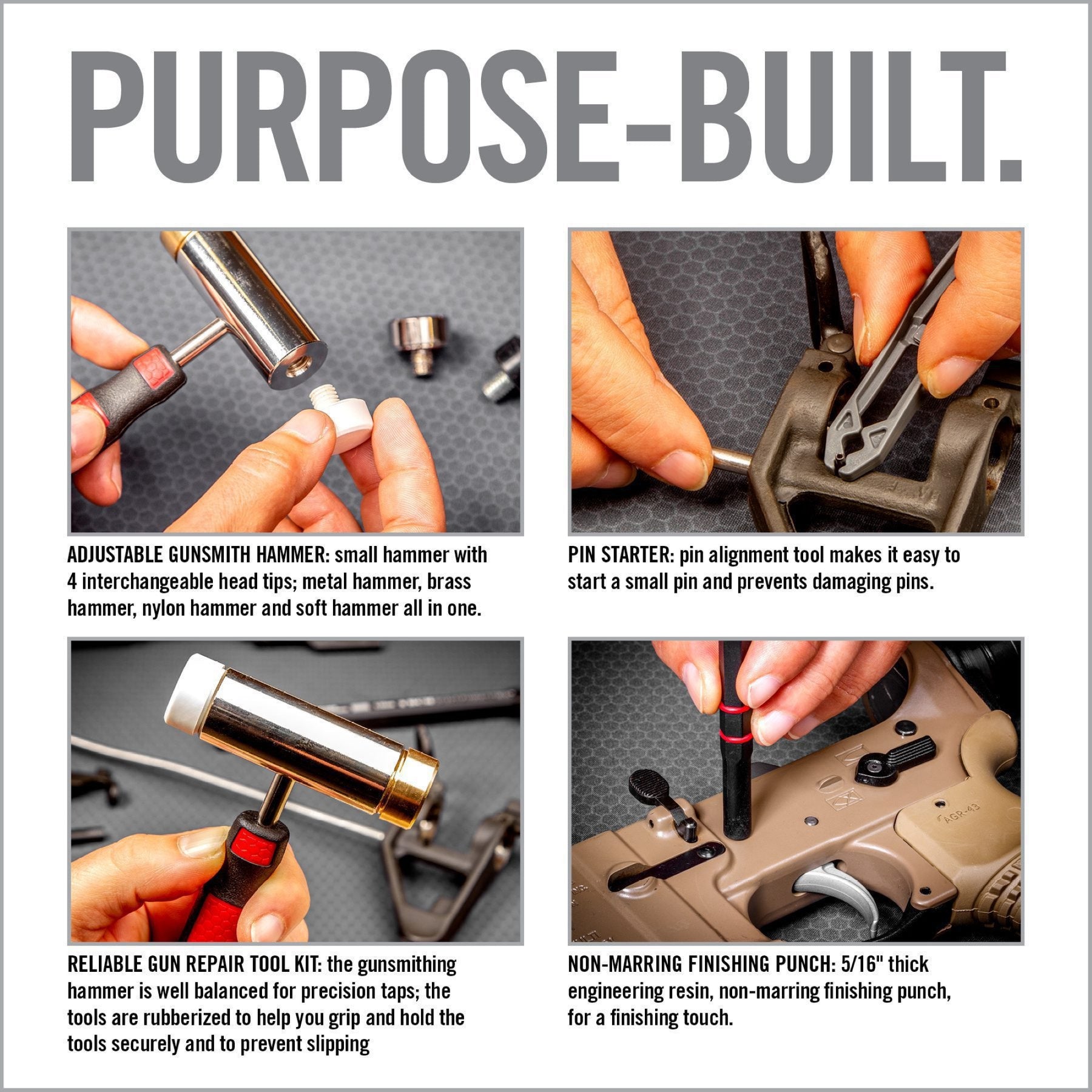 REAL AVID | ACCU-PUNCH HAMMER & AR15 PIN PUNCH SET - Martello e punzoni per AR-15
