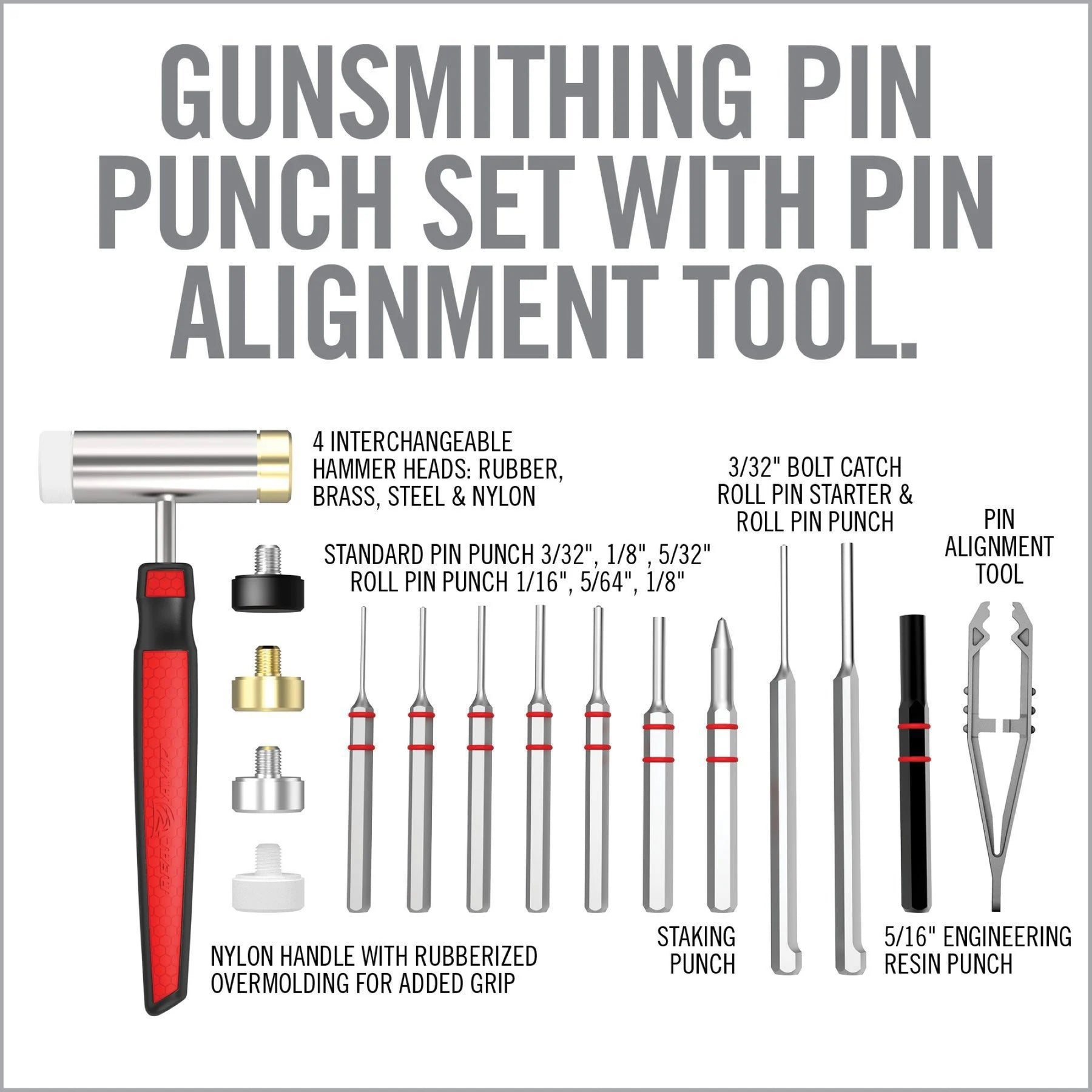 REAL AVID | ACCU-PUNCH HAMMER & AR15 PIN PUNCH SET - Martello e punzoni per AR-15