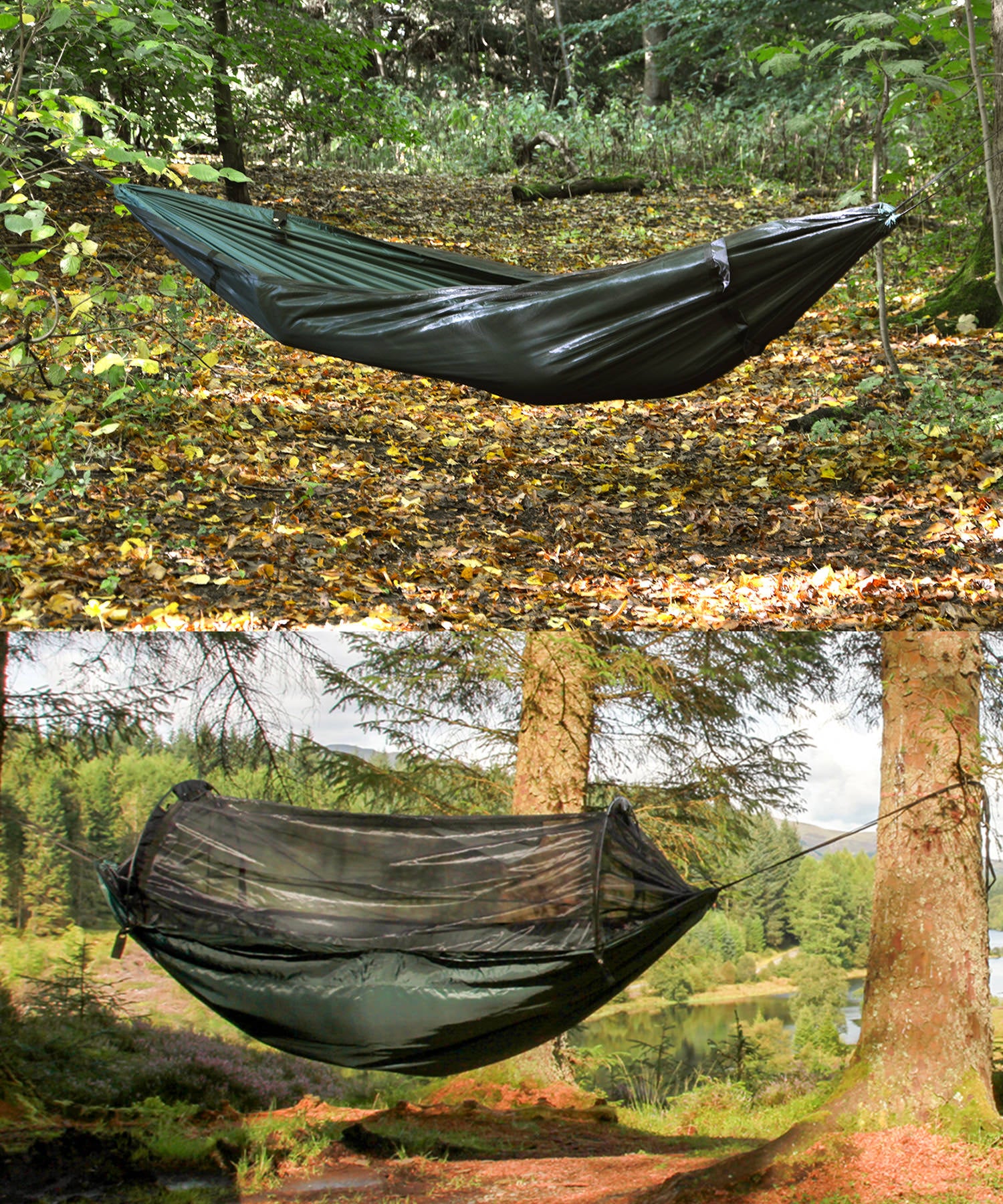 Amaca DD Hammock frontline xl montata con e senza zanzariera a confronto